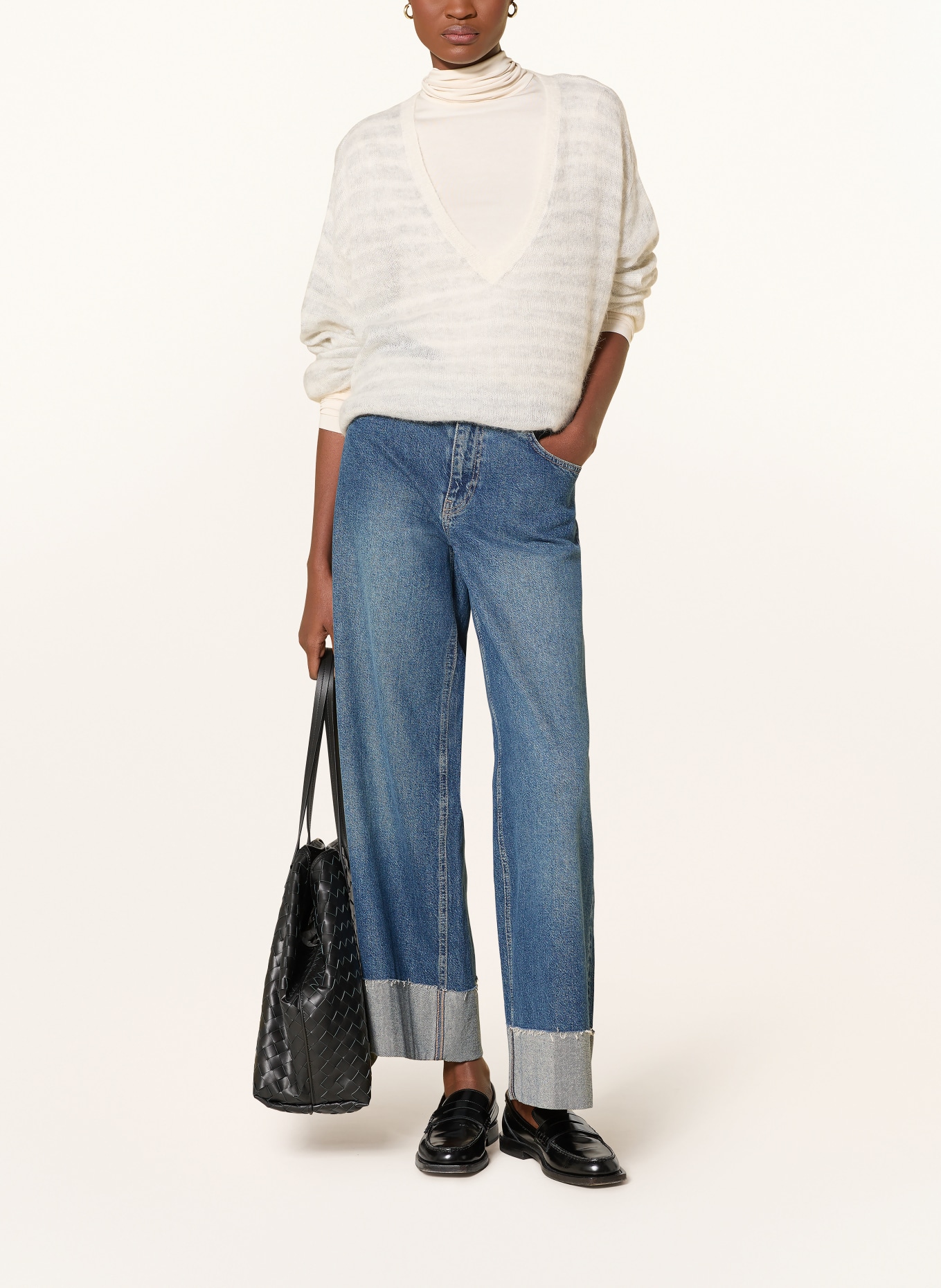 10DAYS Pullover mit Alpaka: CREME / HELLGRAU