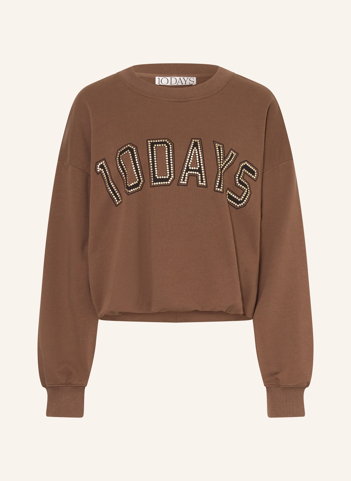 10DAYS Sweatshirt mit Nieten: BRAUN