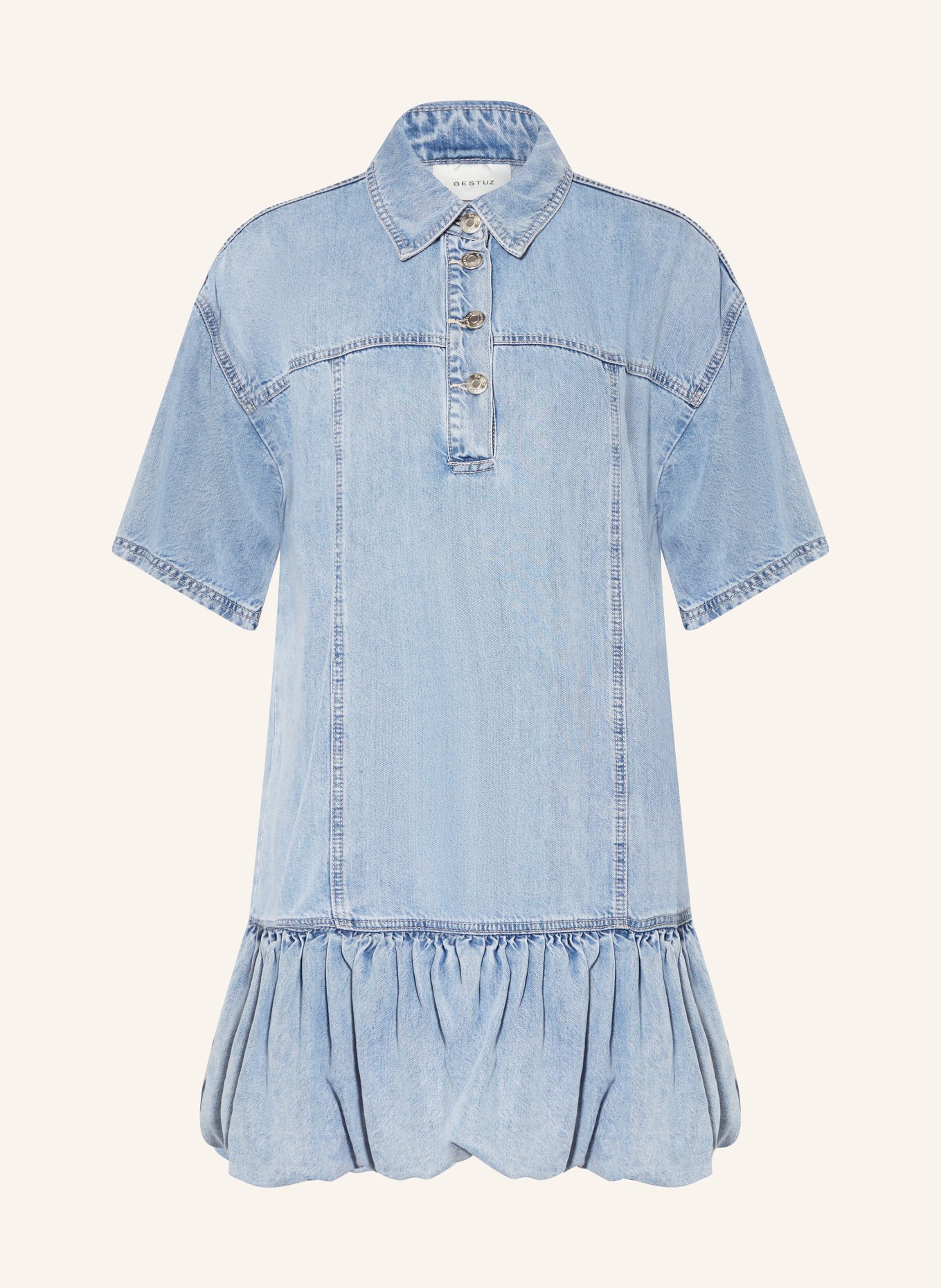 GESTUZ GZSEA denim dress with 3/4 sleeves: LIGHT BLUE