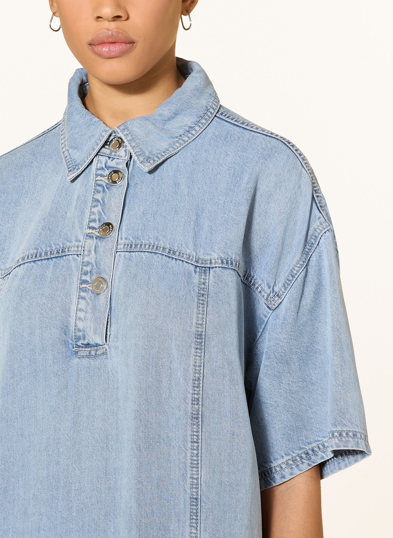 GESTUZ GZSEA denim dress with 3/4 sleeves: LIGHT BLUE