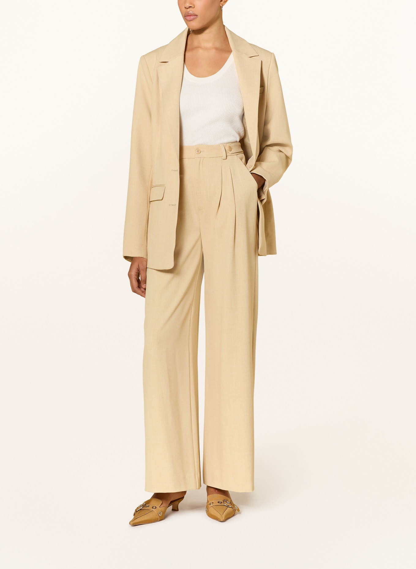 GESTUZ STACY wide-leg pants: LIGHT YELLOW