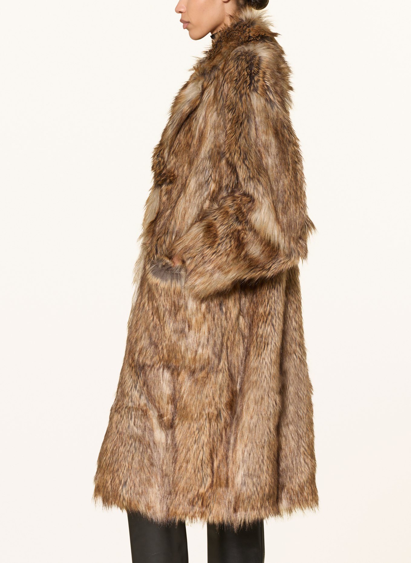 The Frankie Shop Kunstfell-Mantel RELLA: HELLBRAUN / DUNKELBRAUN