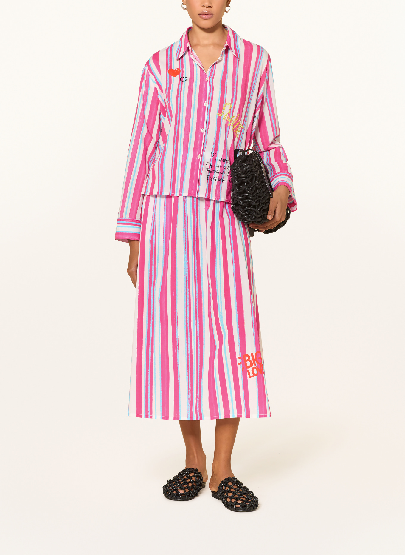 yippie hippie shirt blouse: WHITE / PINK / TURQUOISE