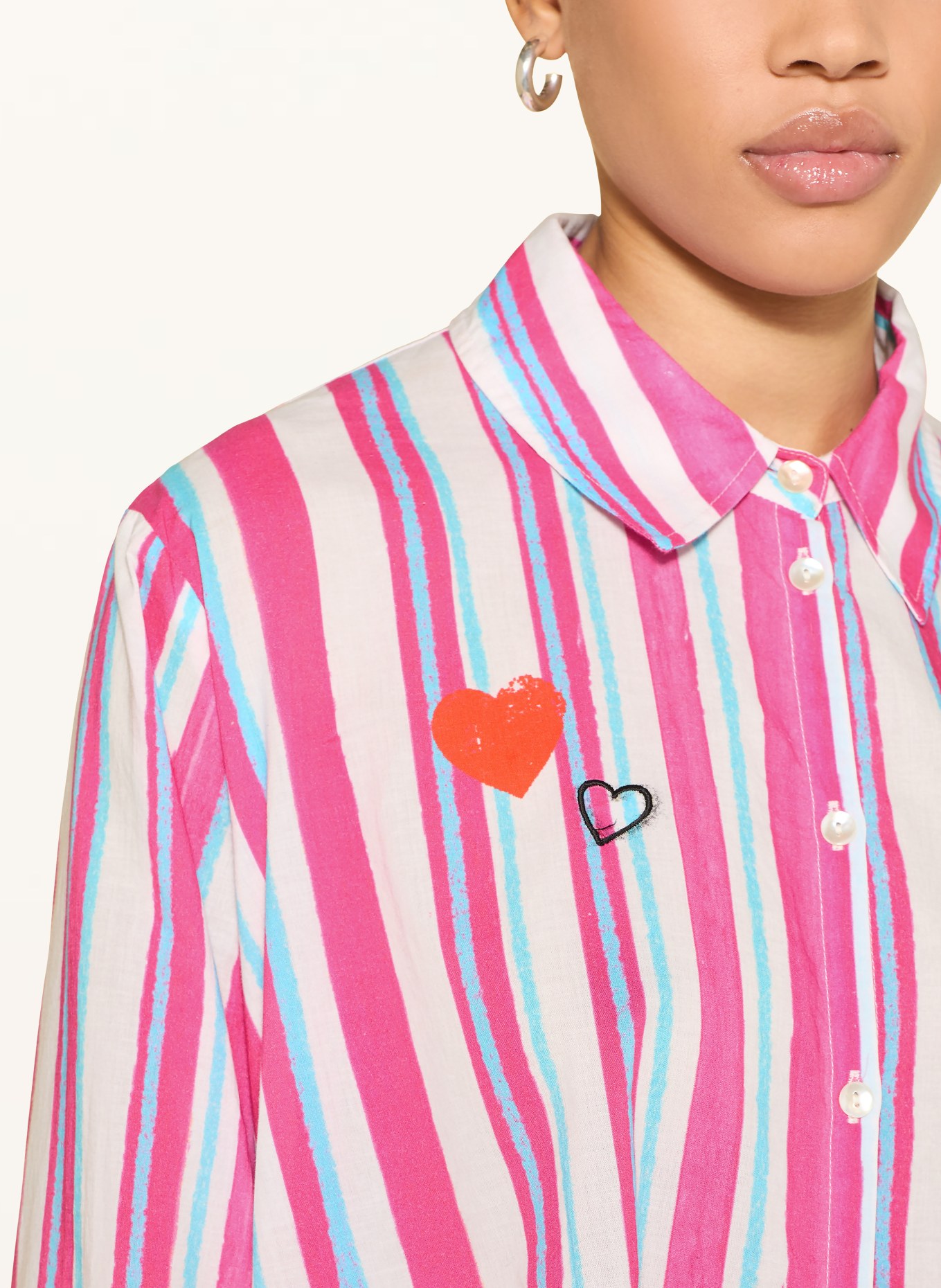 yippie hippie shirt blouse: WHITE / PINK / TURQUOISE