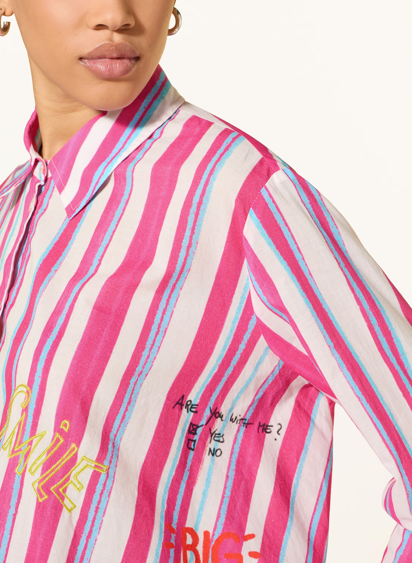 yippie hippie shirt blouse: WHITE / PINK / TURQUOISE