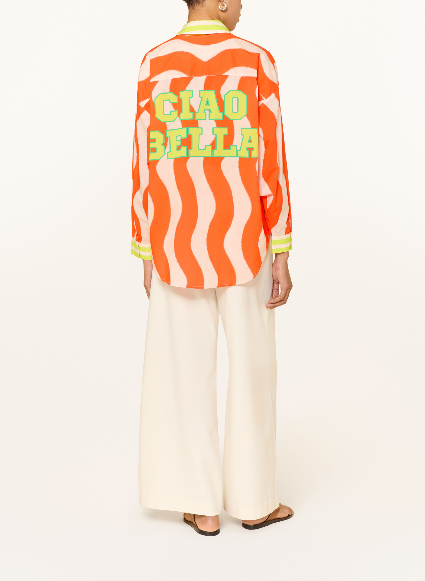 yippie hippie Oversized košile: ORANŽOVÁ / BÍLÁ