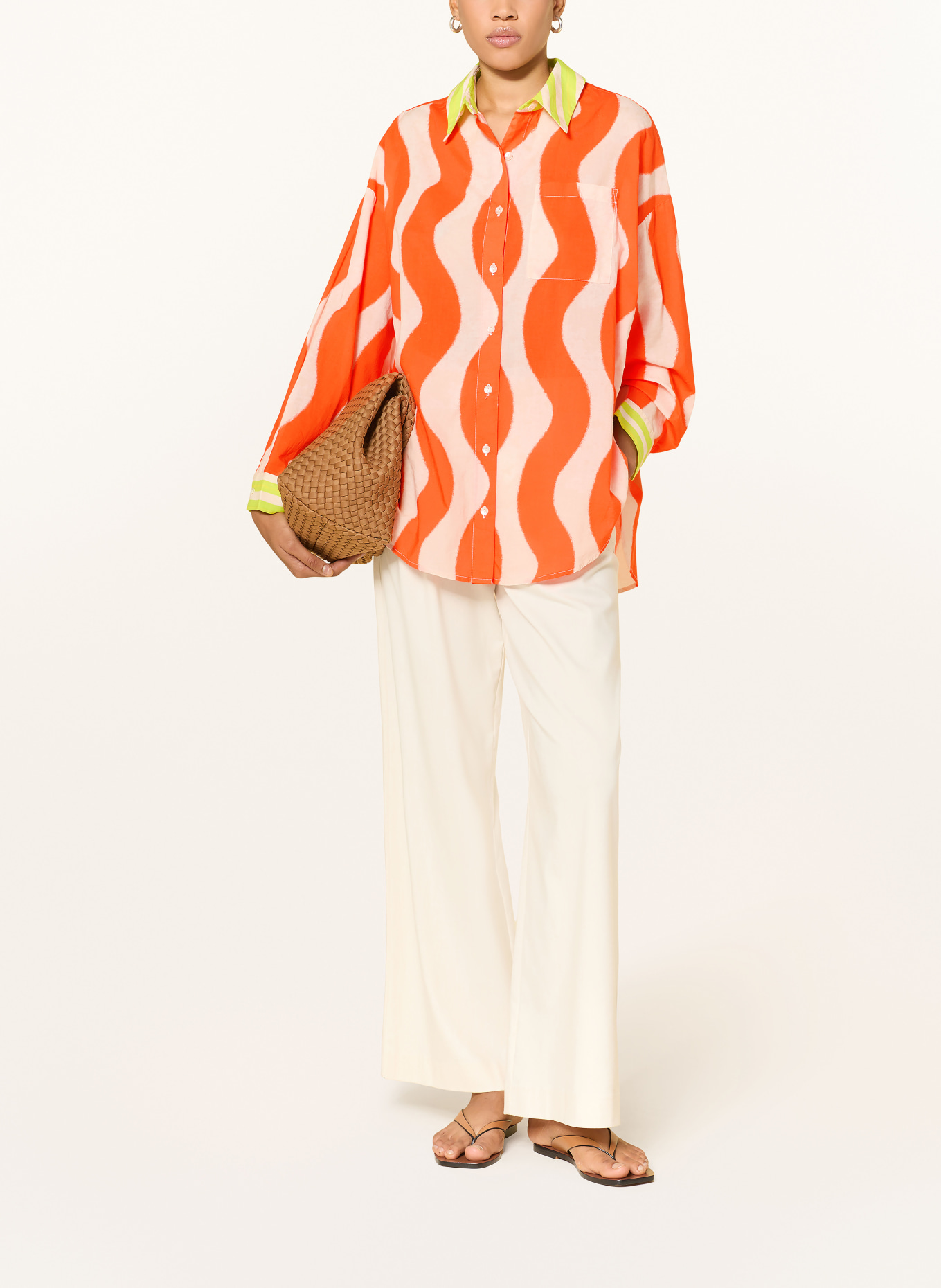 yippie hippie Oversized košile: ORANŽOVÁ / BÍLÁ