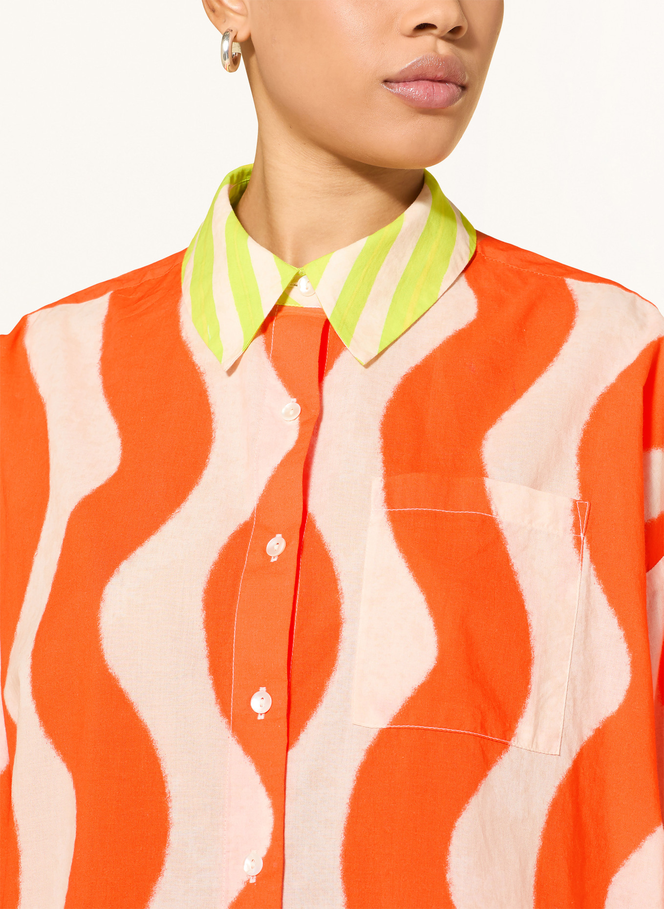 yippie hippie Oversized košile: ORANŽOVÁ / BÍLÁ