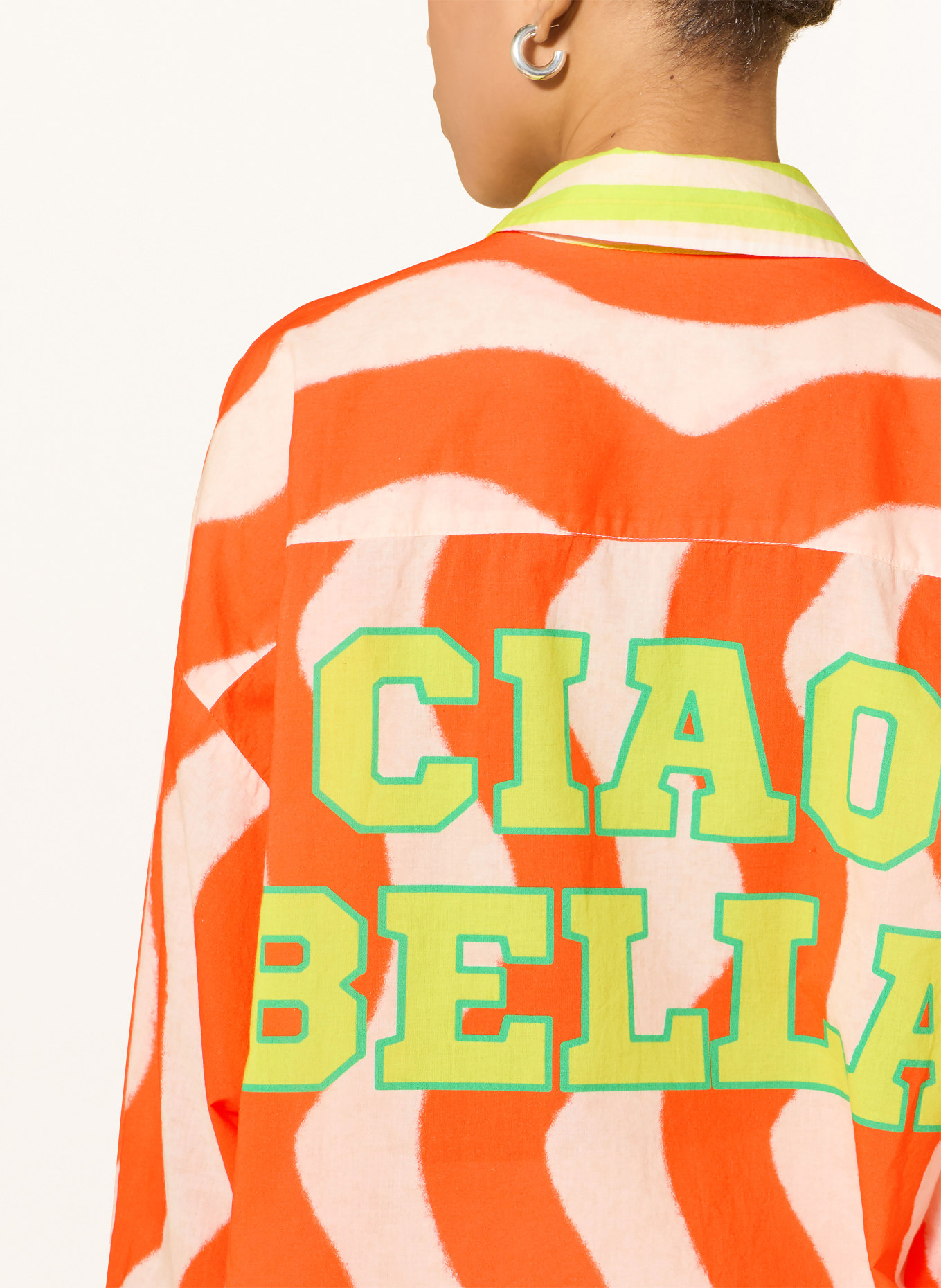 yippie hippie Oversized košile: ORANŽOVÁ / BÍLÁ