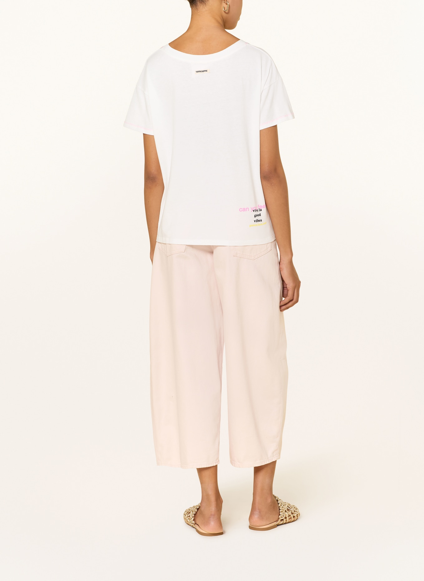 yippie hippie T-Shirt: WEISS / NEONROSA / GELB