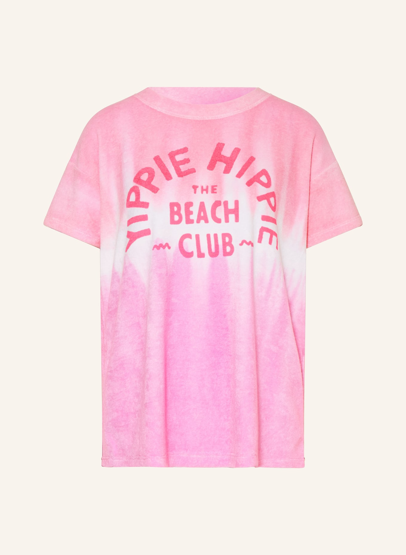 yippie hippie Terry cloth T-shirt: PINK / WHITE