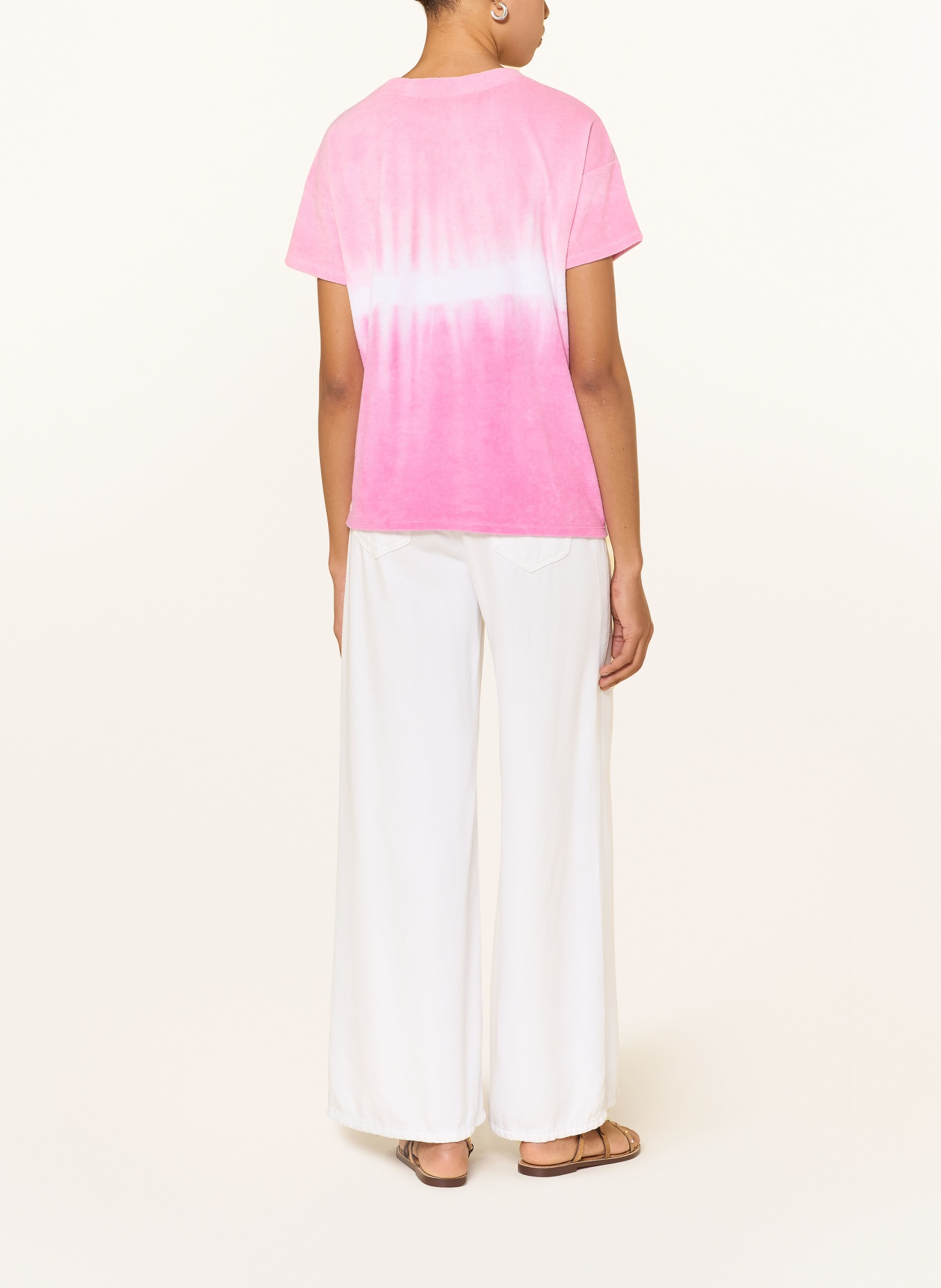 yippie hippie Terry cloth T-shirt: PINK / WHITE