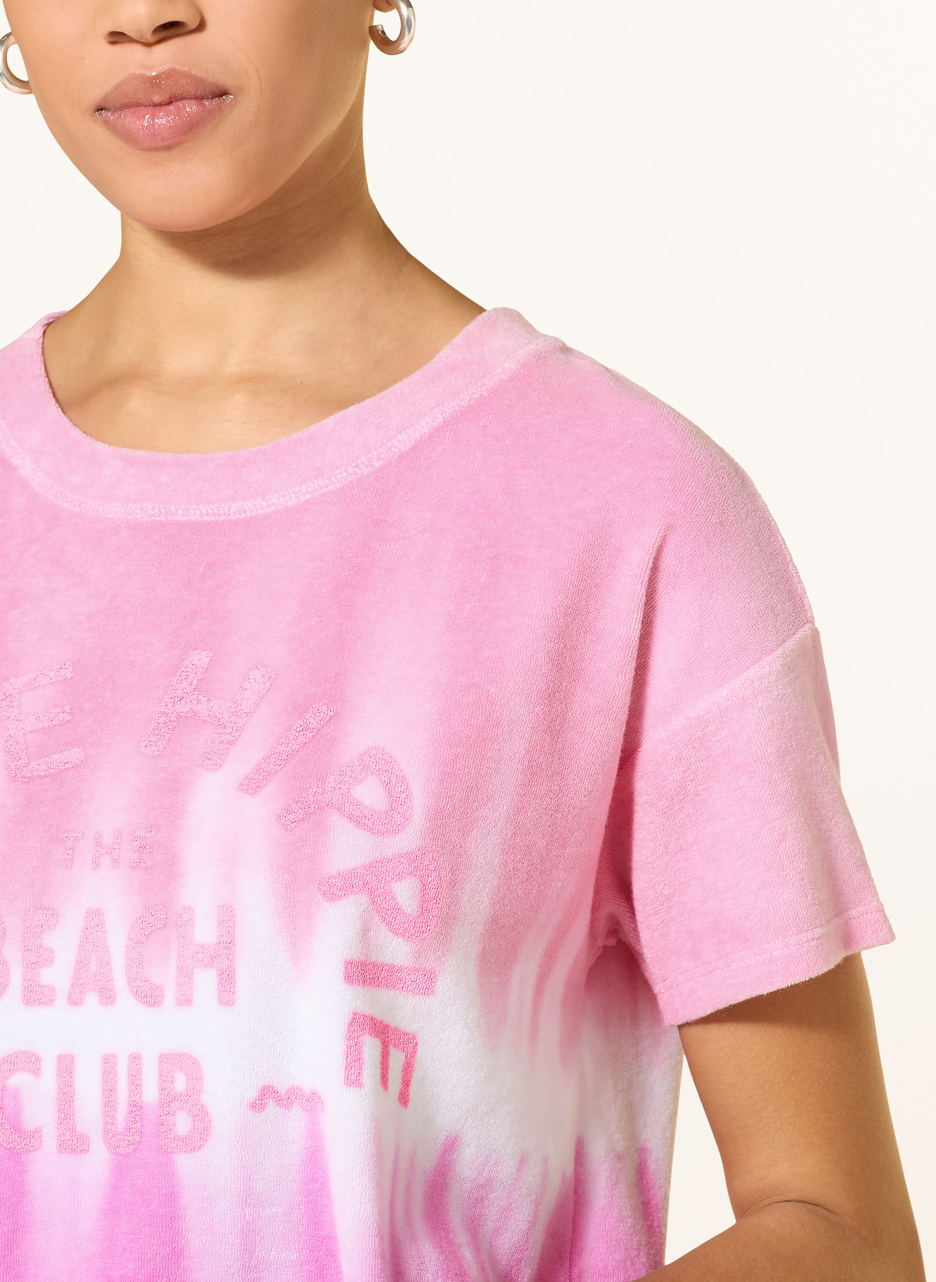 yippie hippie Terry cloth T-shirt: PINK / WHITE