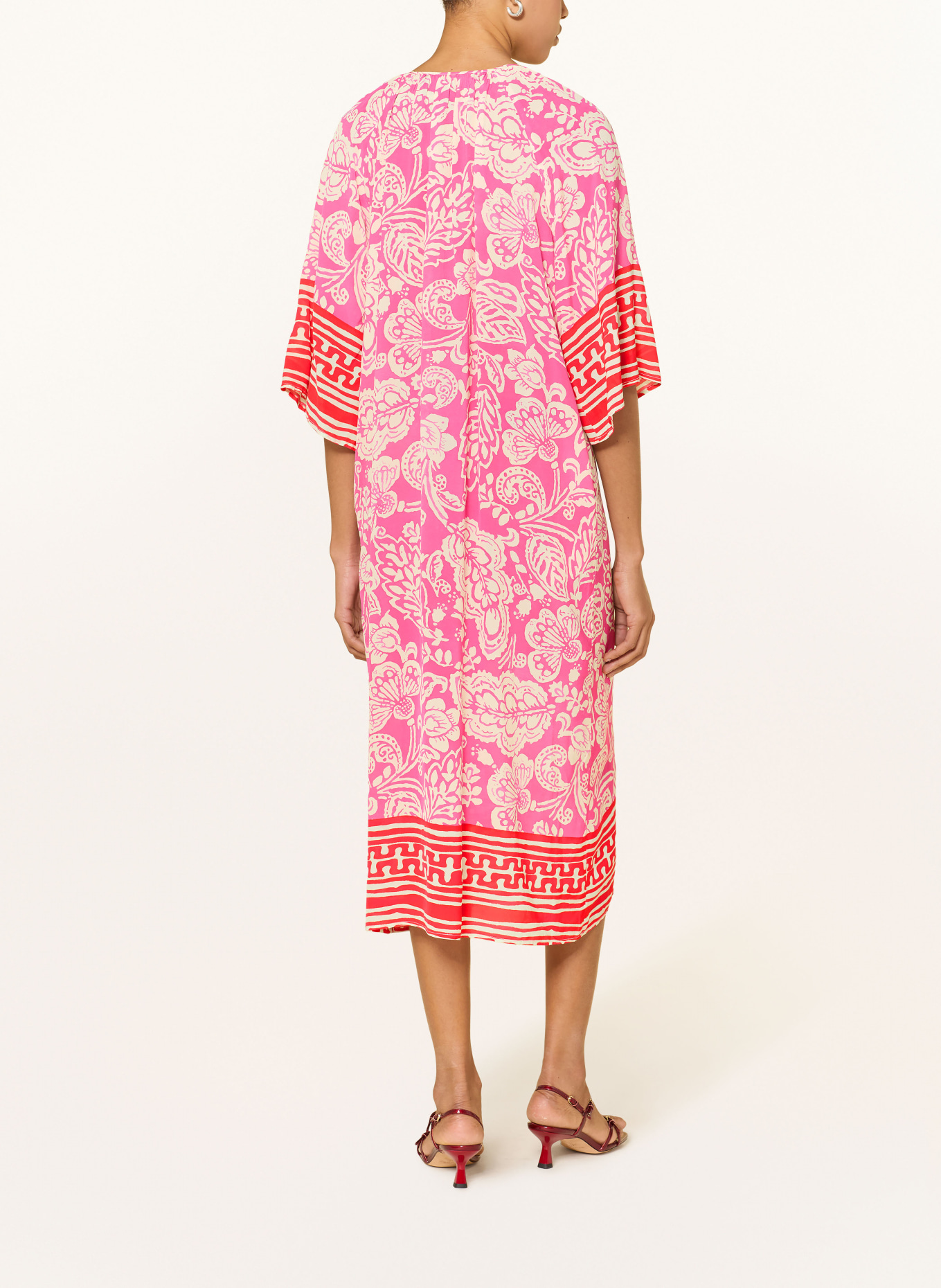 yippie hippie Kleid mit 3/4-Arm: PINK / WEISS