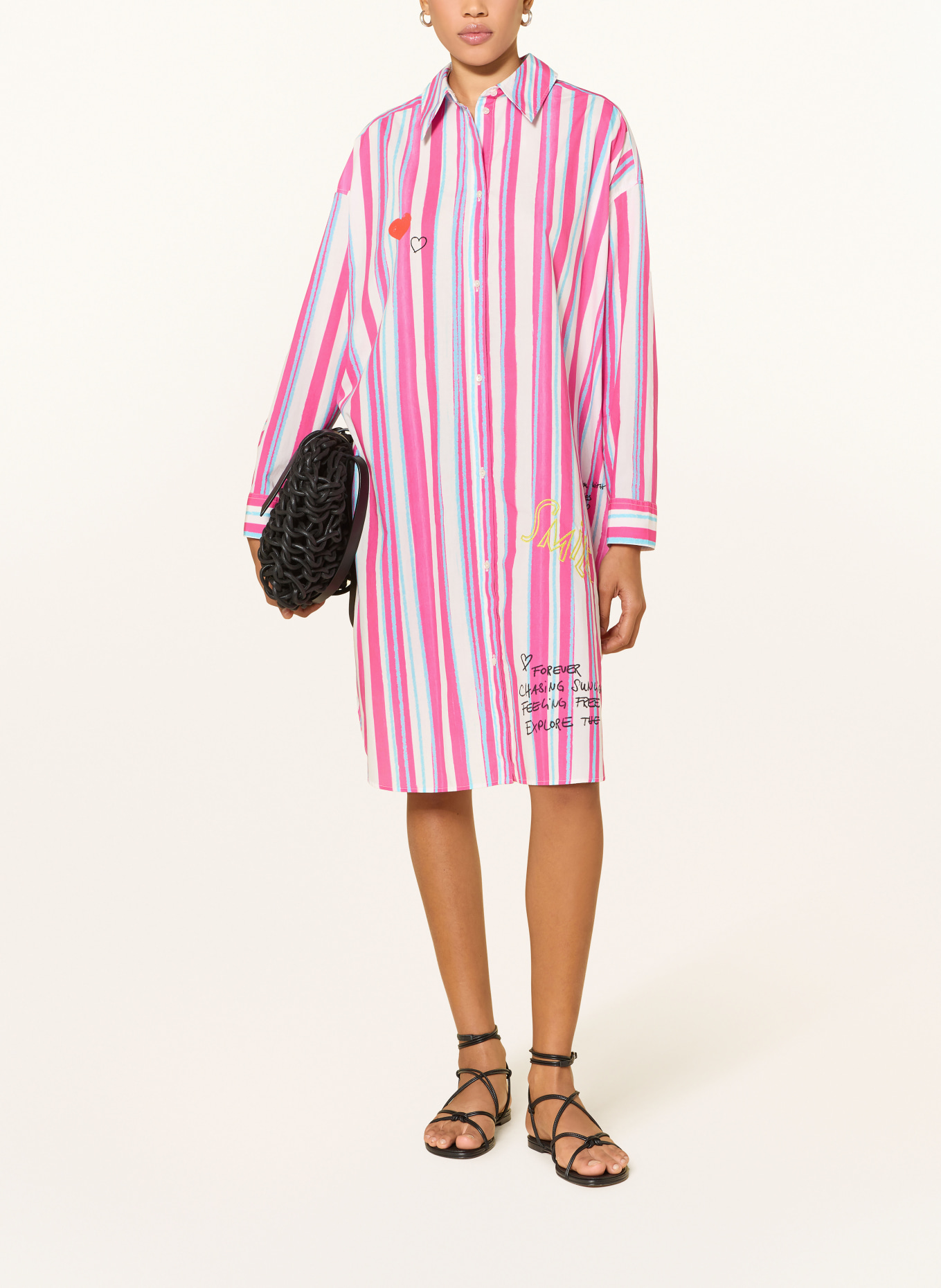 yippie hippie Košilové šaty: NEONOVĚ RŮŽOVÁ / TYRKYSOVÁ / BÍLÁ