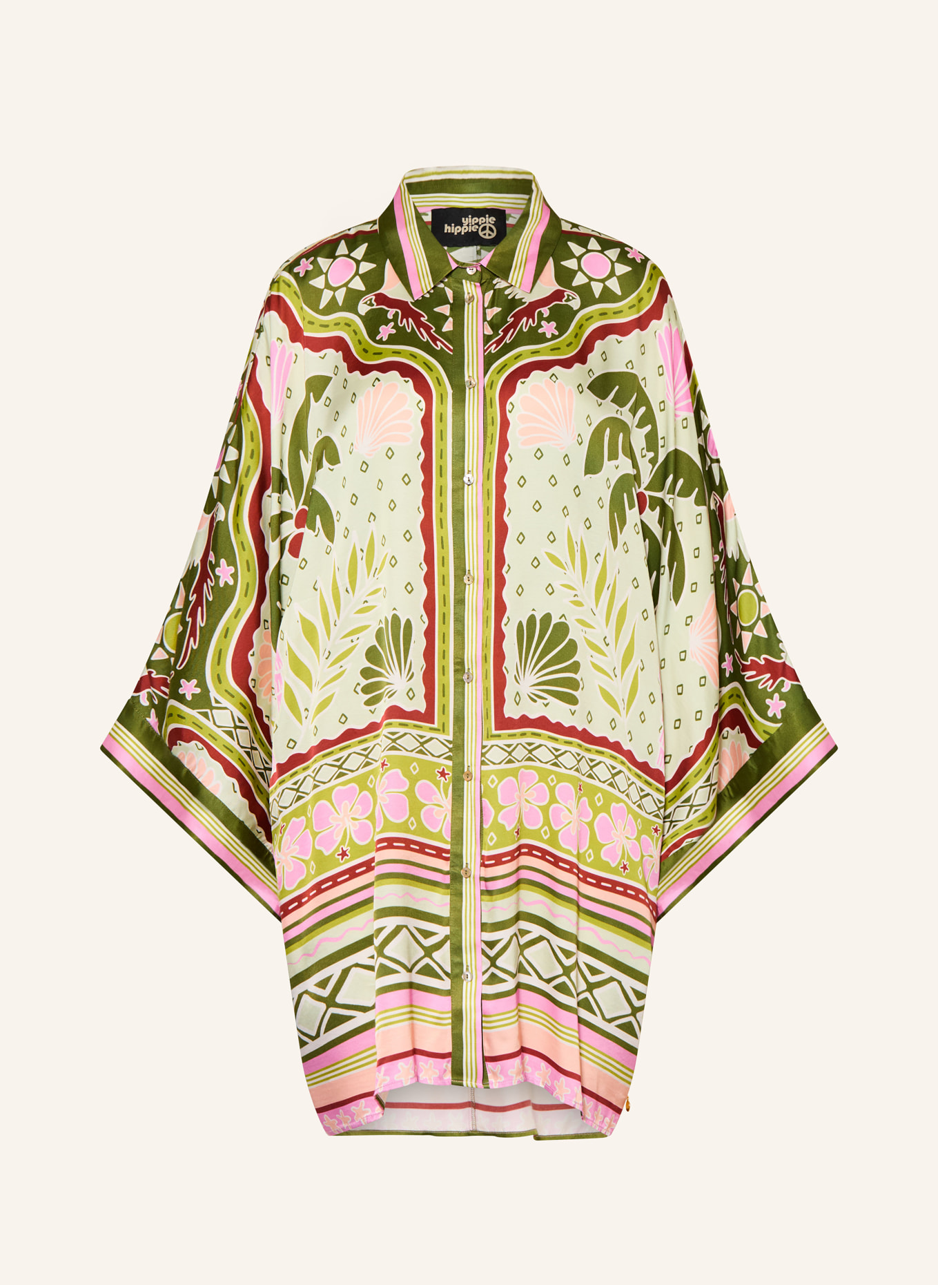 yippie hippie Hemdblusenkleid: HELLGRÜN / ROSA / KHAKI