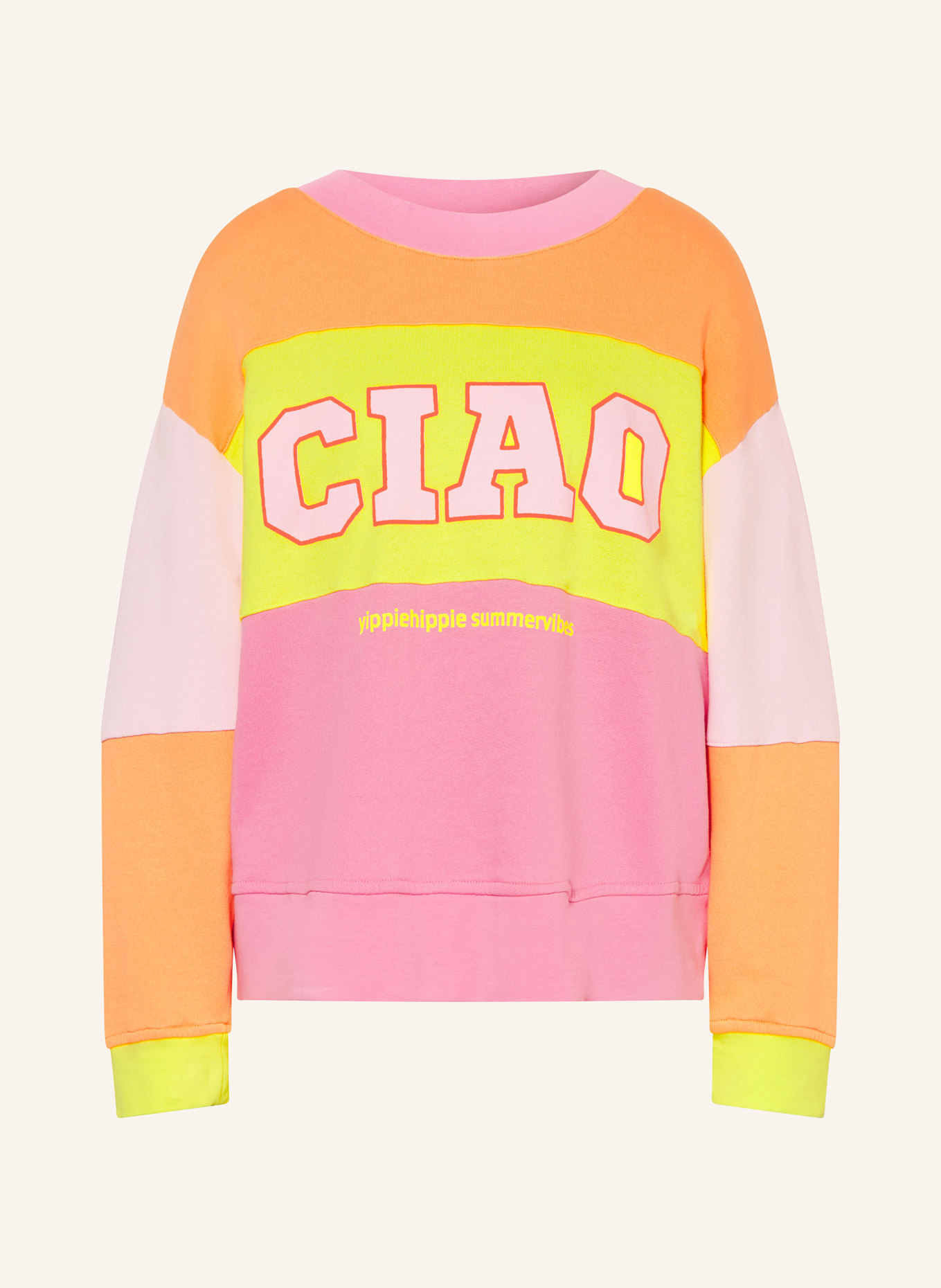 yippie hippie sweatshirt: YELLOW / PINK / SALMON