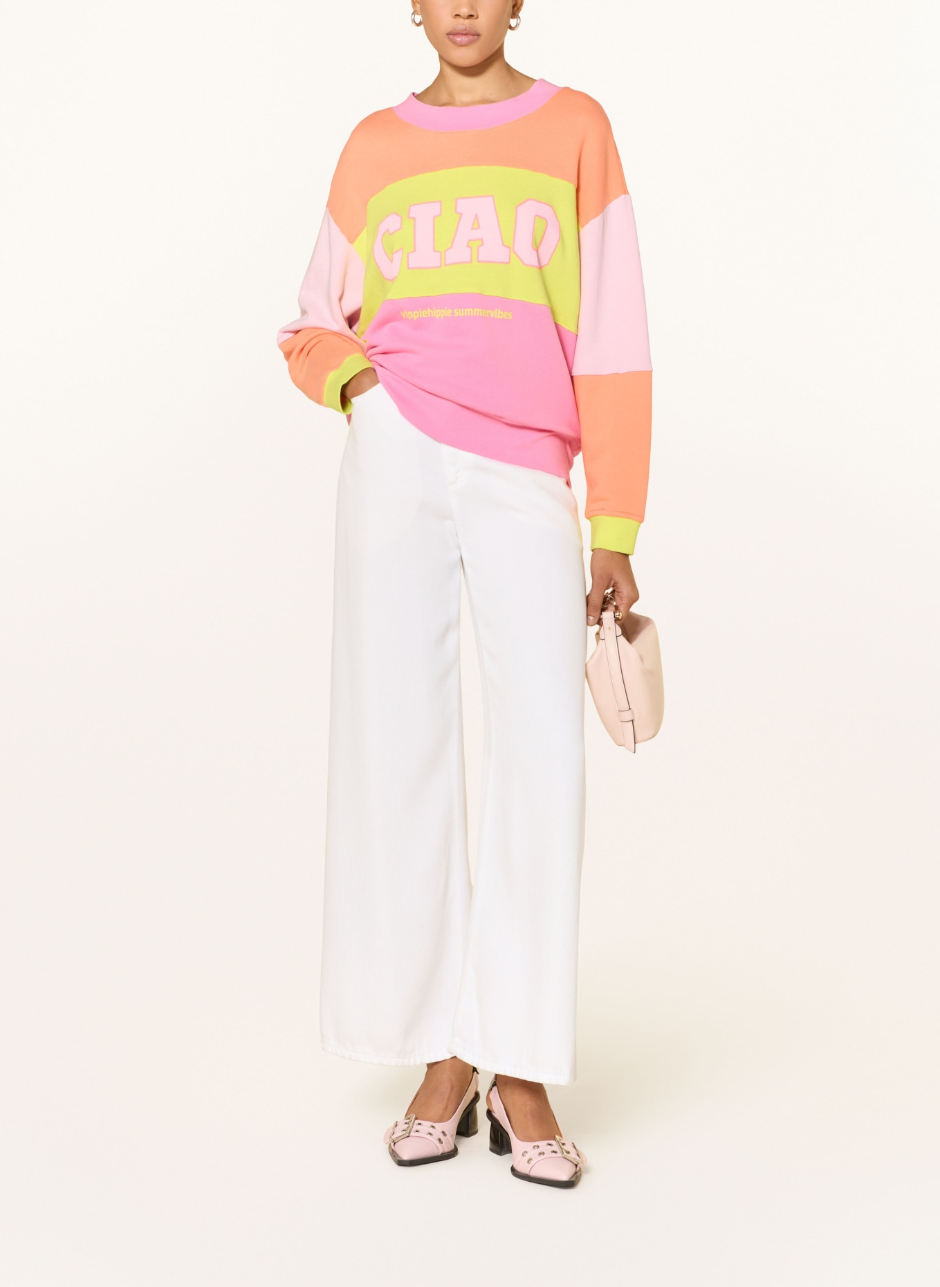 yippie hippie sweatshirt: YELLOW / PINK / SALMON