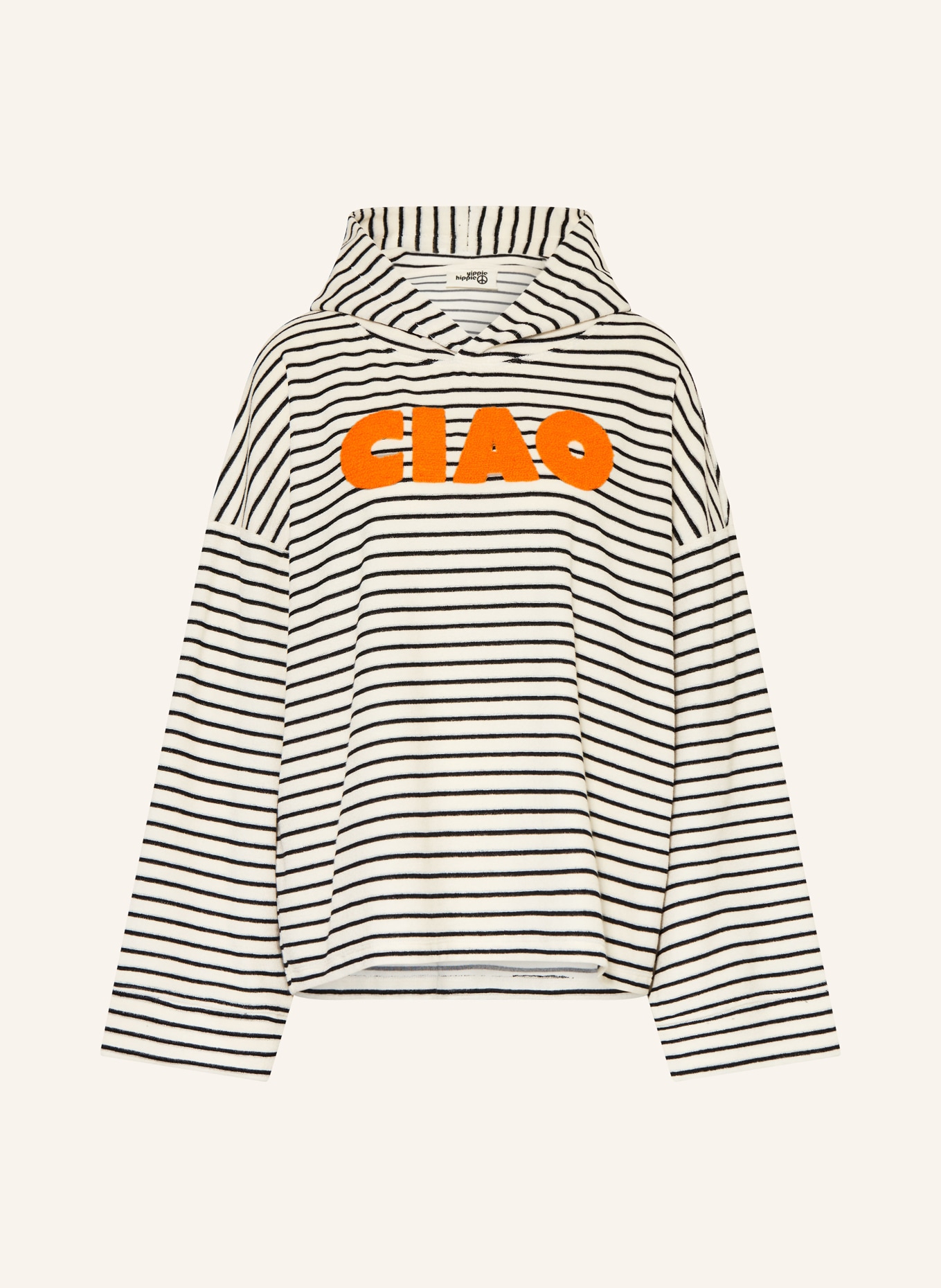 yippie hippie terry hoodie: WHITE / BLACK