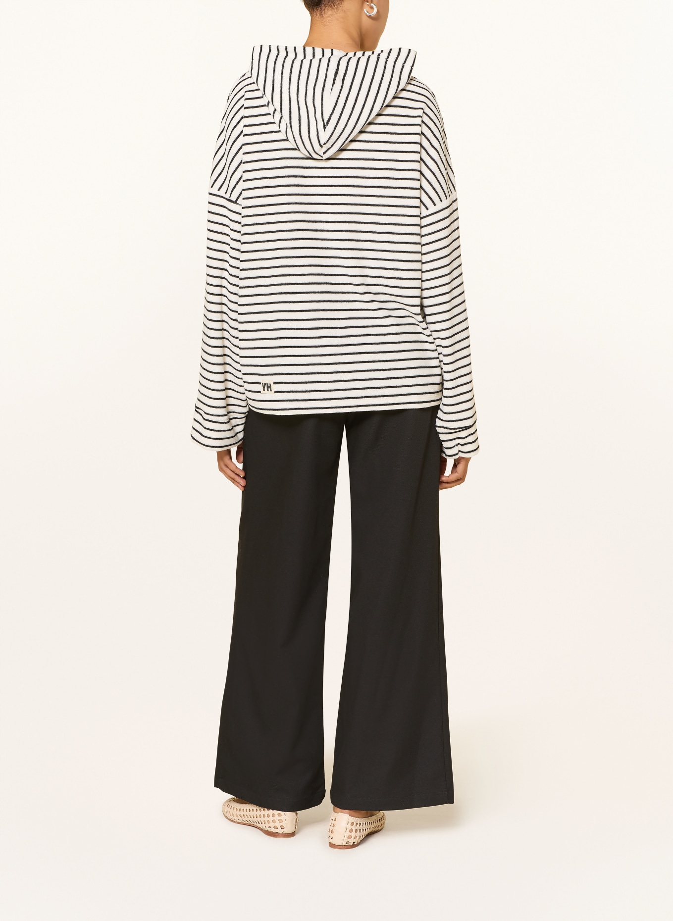 yippie hippie terry hoodie: WHITE / BLACK