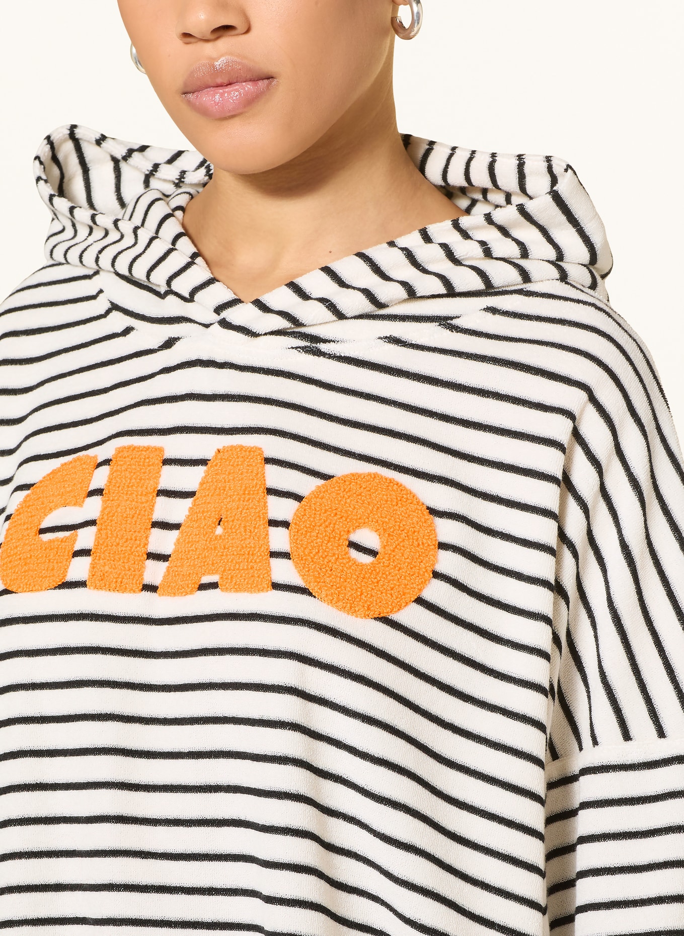 yippie hippie terry hoodie: WHITE / BLACK