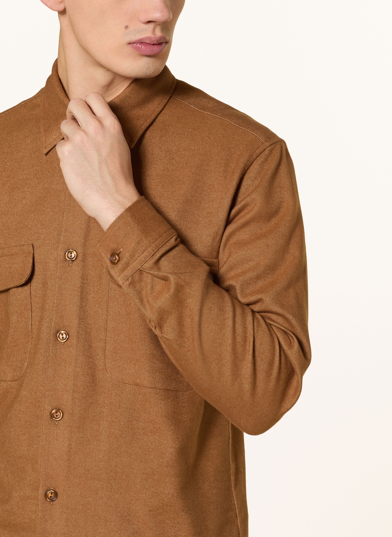 SANDRO Flanell-Overshirt: COGNAC