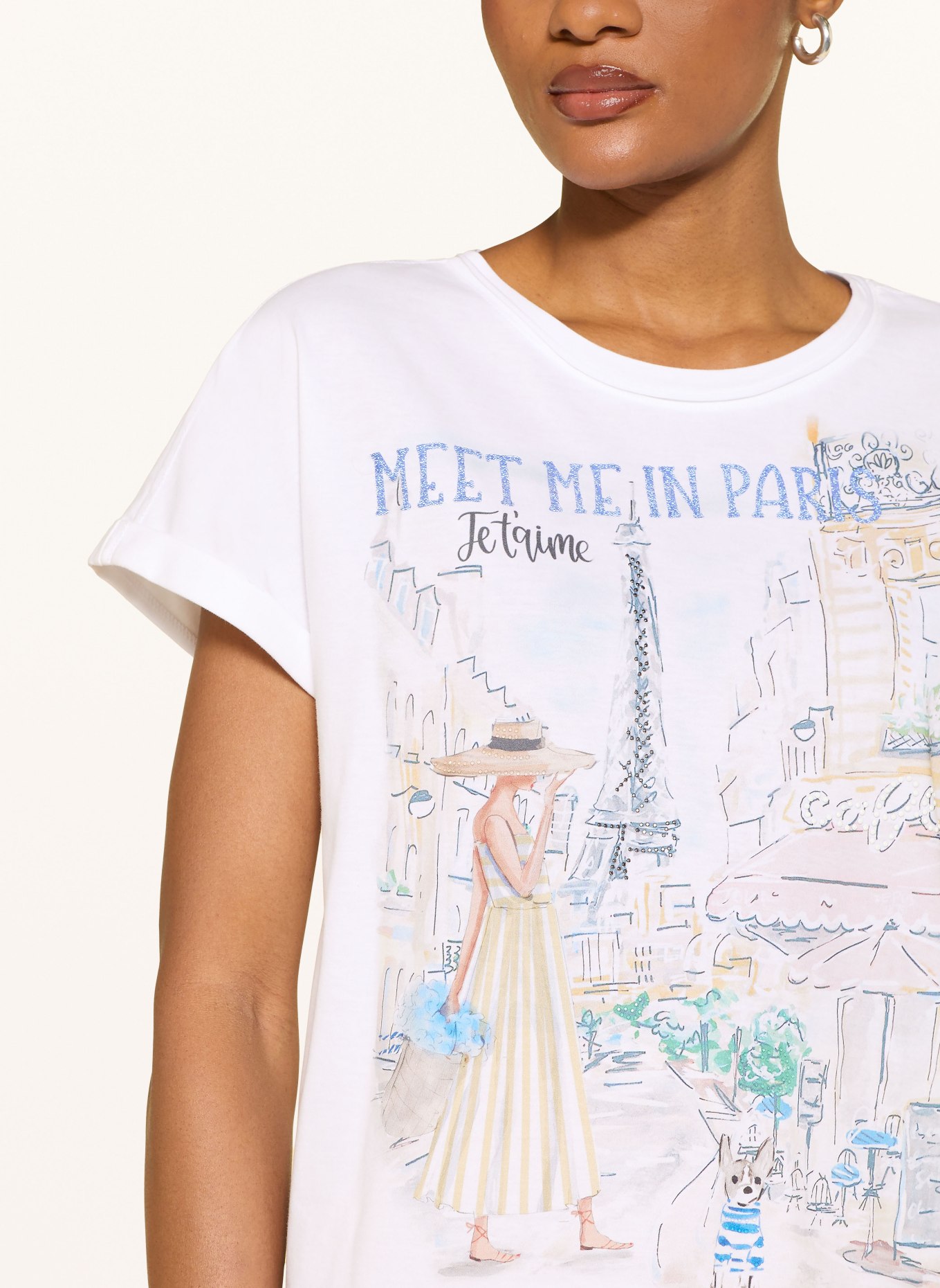 Princess GOES HOLLYWOOD T-Shirt mit Schmucksteinen: WEISS / GRÜN / BLAU