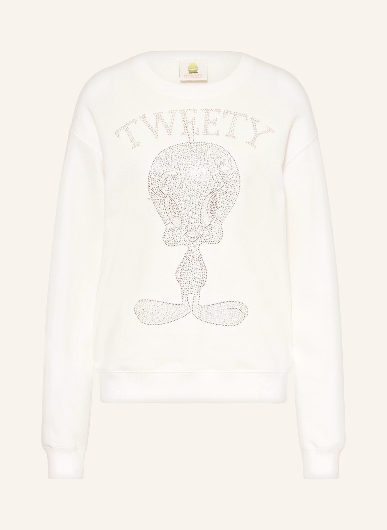 Princess GOES HOLLYWOOD Bluza TWEETY z kamieniami ozdobnymi: BIAŁY / SREBRNY