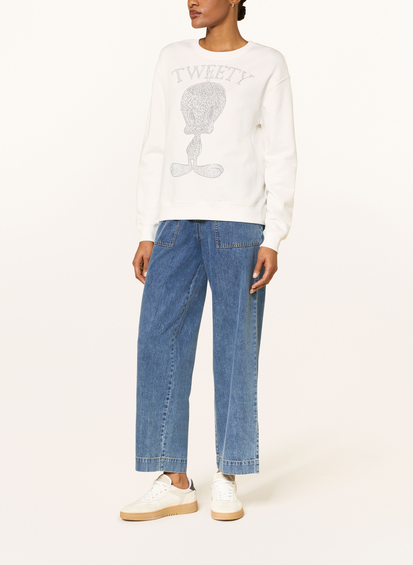 Princess GOES HOLLYWOOD Bluza TWEETY z kamieniami ozdobnymi: BIAŁY / SREBRNY