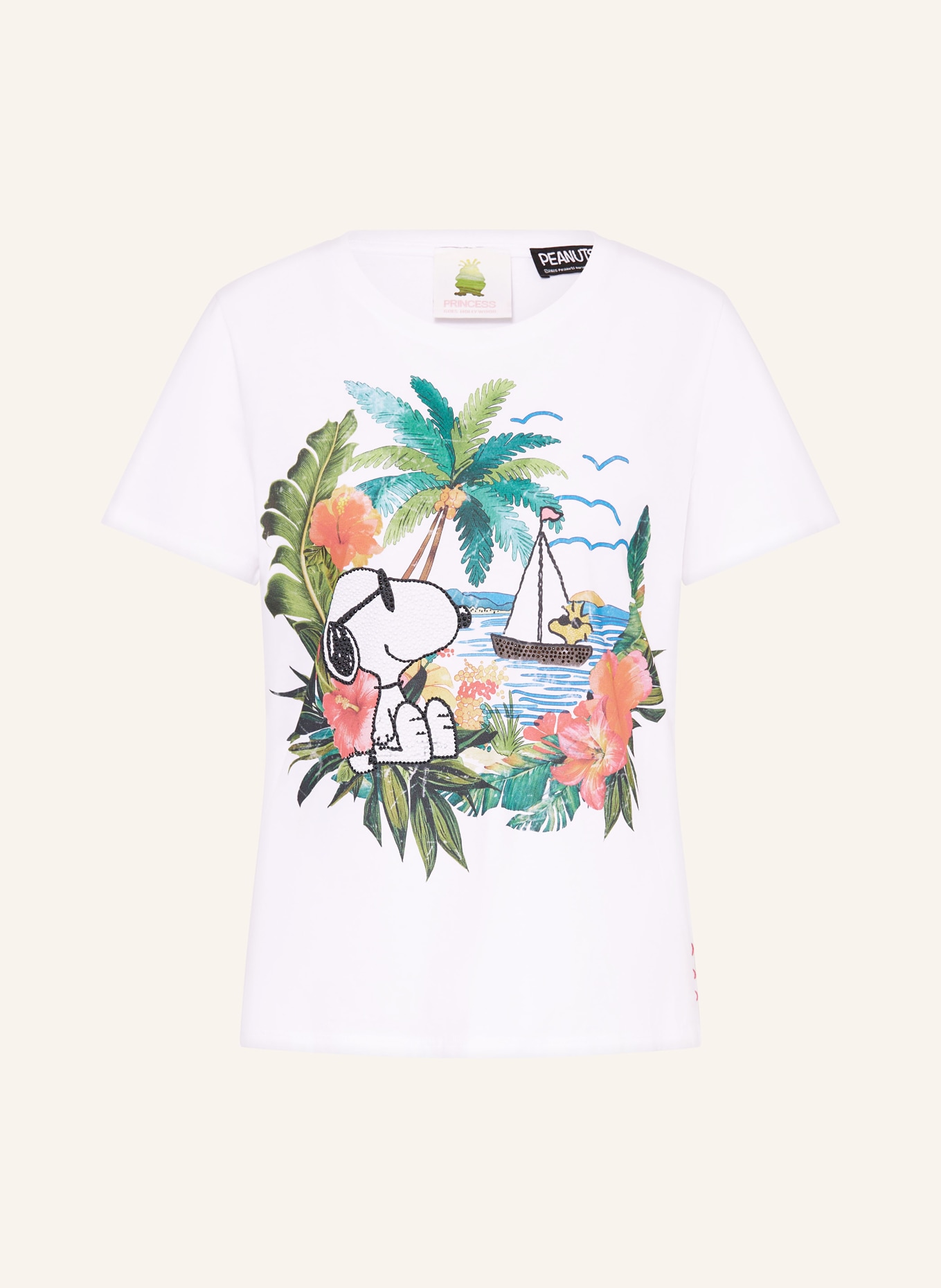 Princess GOES HOLLYWOOD T-Shirt mit Schmucksteinen: WEISS / ROT / GRÜN