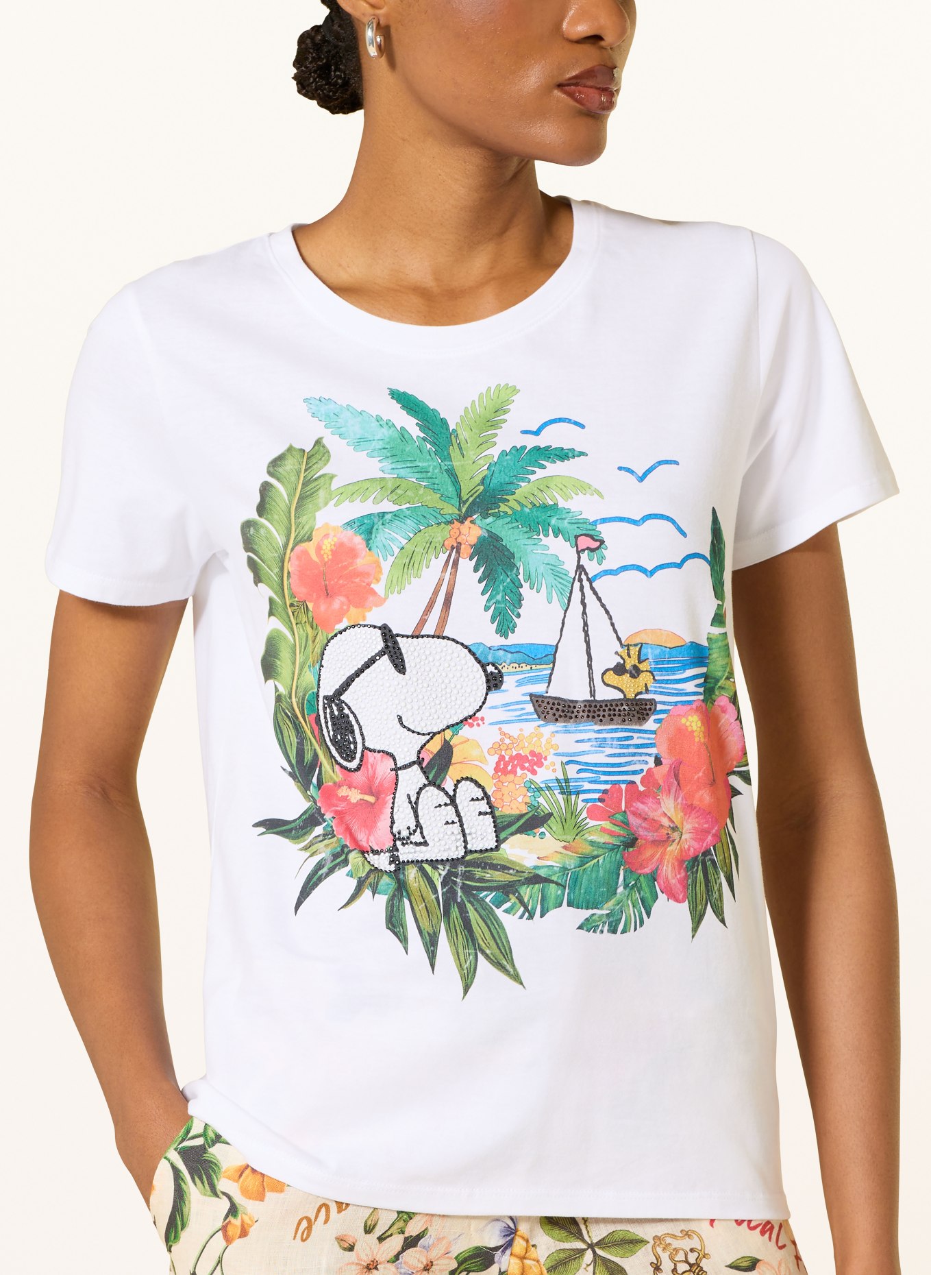 Princess GOES HOLLYWOOD T-Shirt mit Schmucksteinen: WEISS / ROT / GRÜN