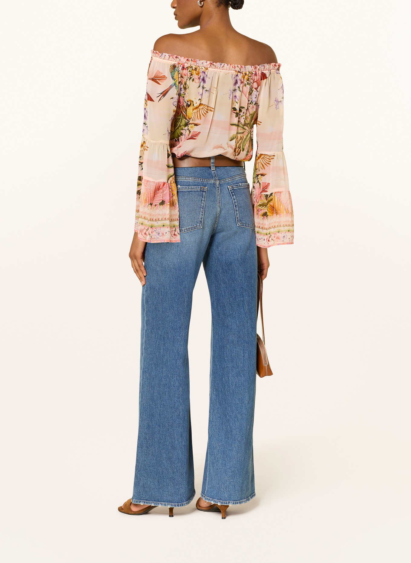 Princess GOES HOLLYWOOD Off-Shoulder-Bluse aus Seide: ROSÉ / LILA / GELB