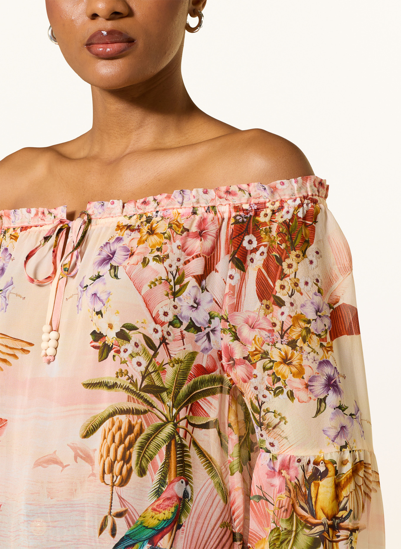 Princess GOES HOLLYWOOD Off-Shoulder-Bluse aus Seide: ROSÉ / LILA / GELB