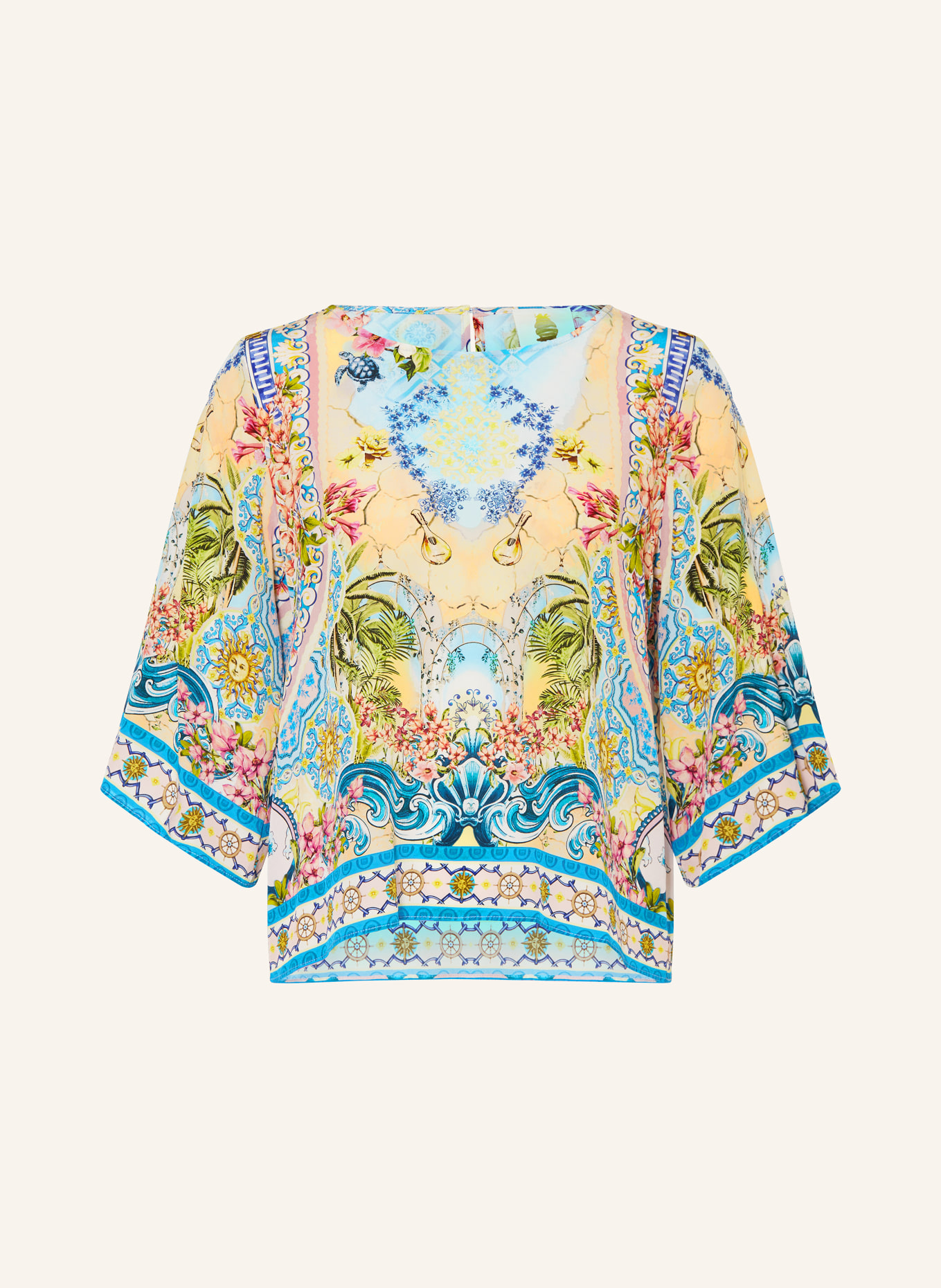 Princess GOES HOLLYWOOD Hedvábná halenka: MODRÁ / TMAVĚ ŽLUTÁ