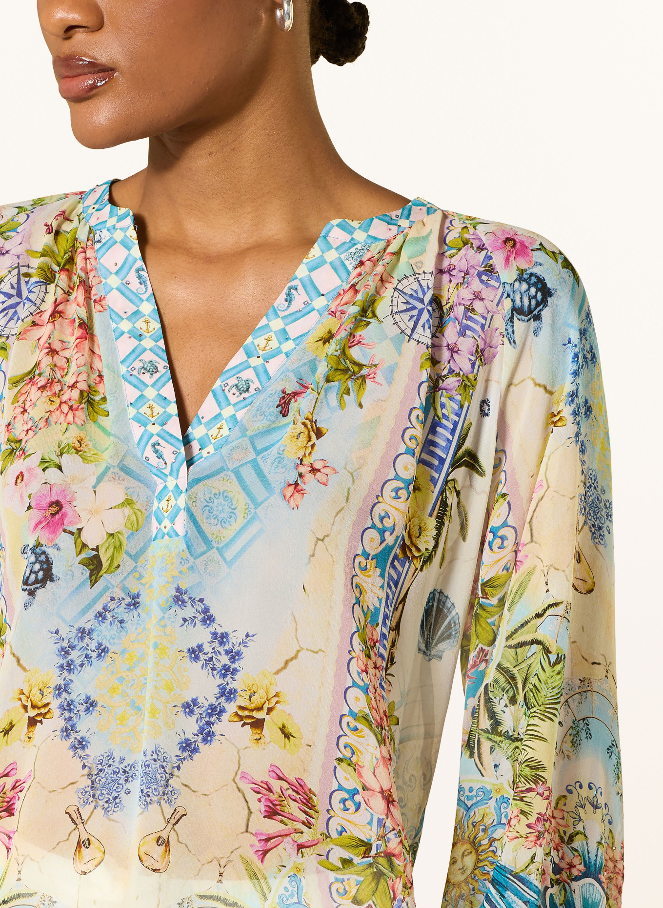 Princess GOES HOLLYWOOD Hedvábná halenka: TYRKYSOVÁ / TMAVĚ ŽLUTÁ / MODRÁ