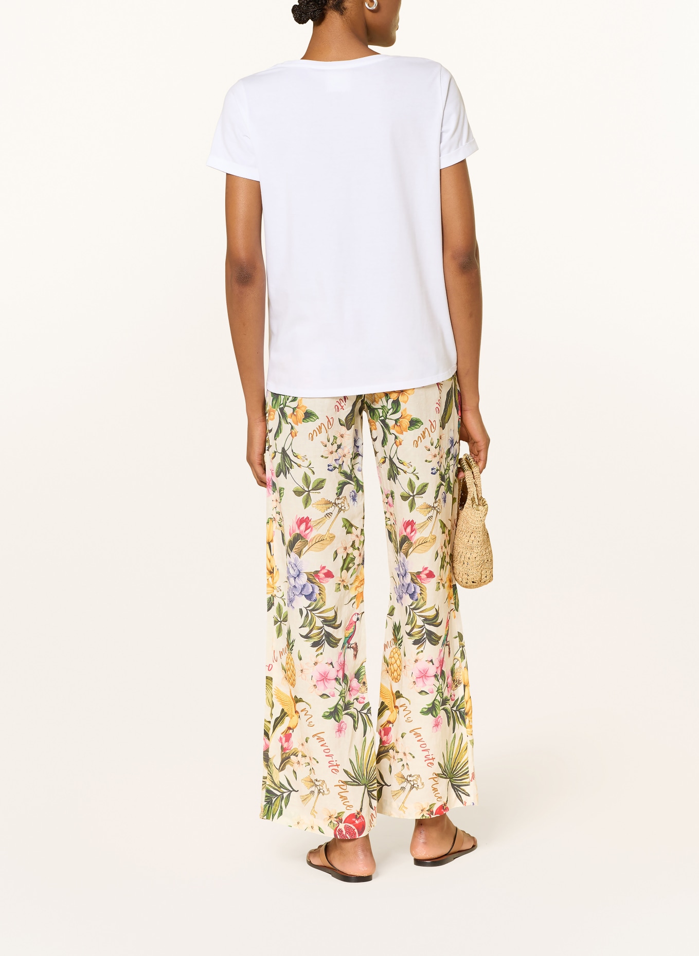 Princess GOES HOLLYWOOD Leinenhose: CREME / ROSA / GRÜN