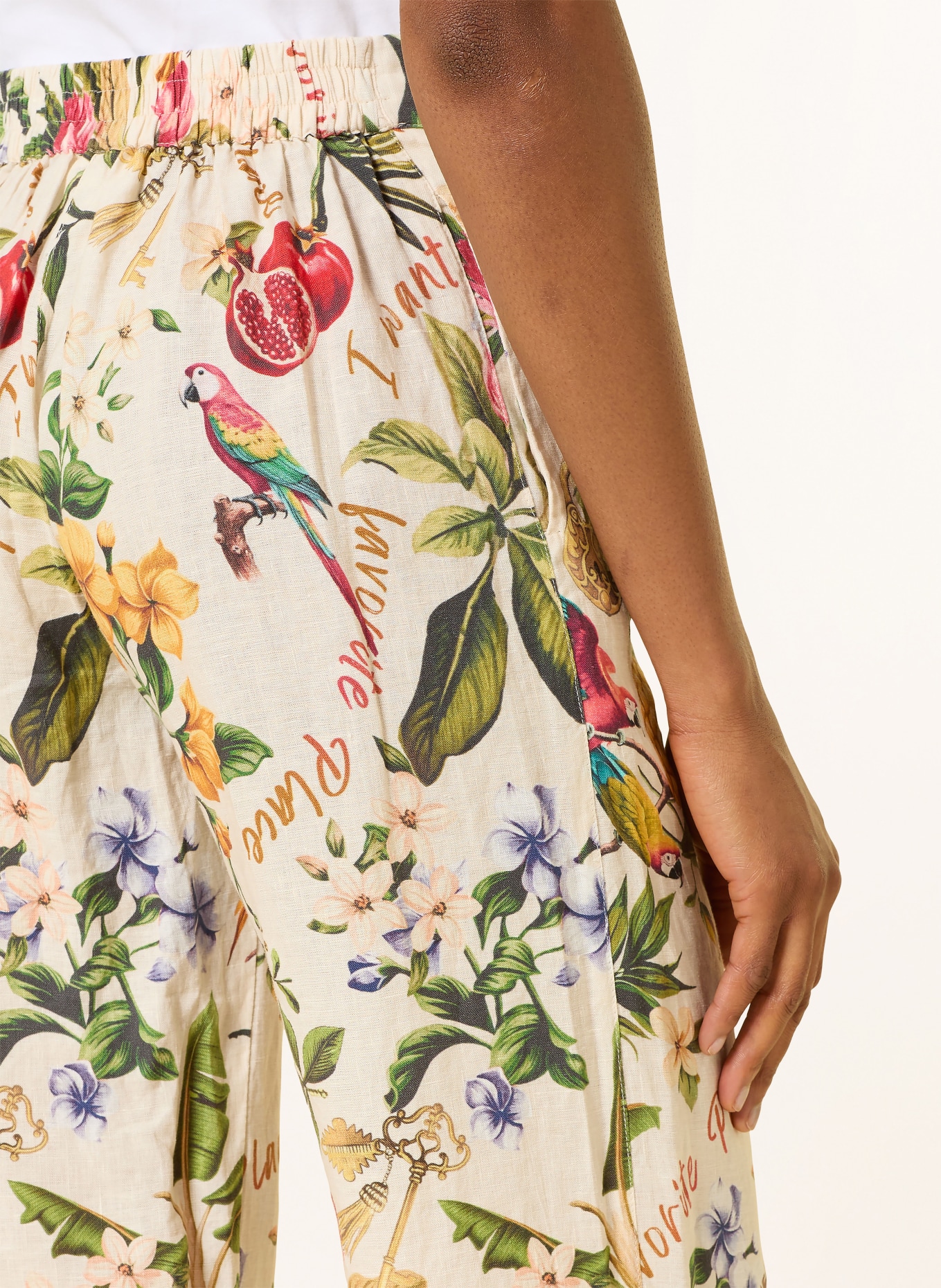 Princess GOES HOLLYWOOD Leinenhose: CREME / ROSA / GRÜN