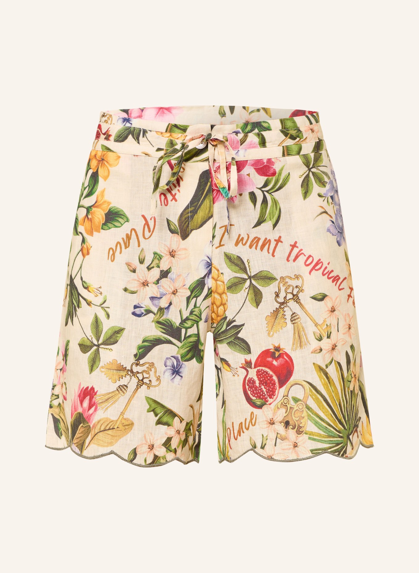 Princess GOES HOLLYWOOD Leinenshorts: CREME / LILA / GRÜN