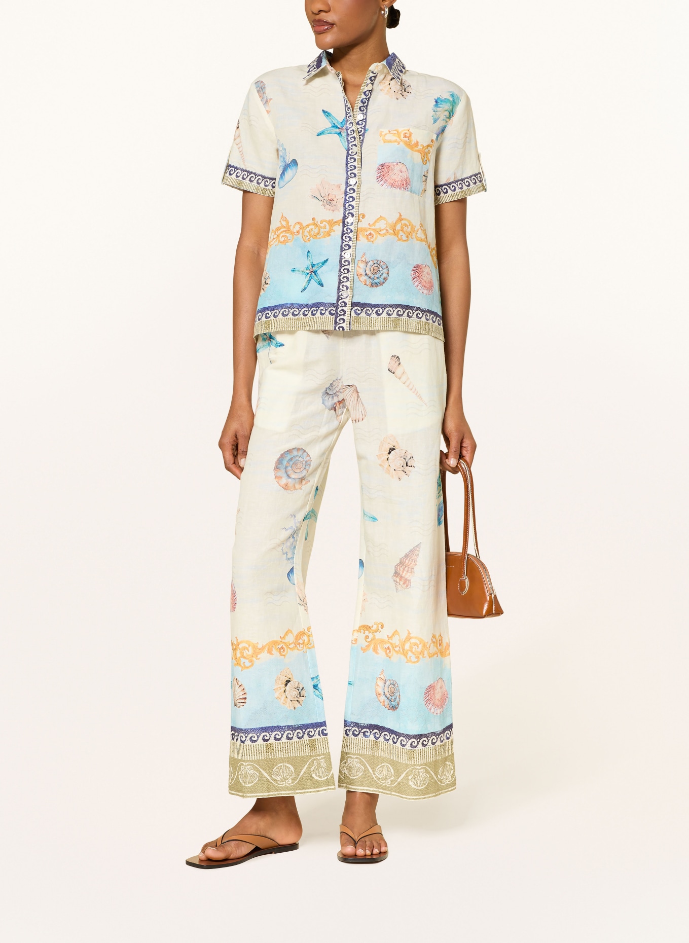 Princess GOES HOLLYWOOD Lněná košile: REŽNÁ / TMAVĚ ŽLUTÁ / TYRKYSOVÁ