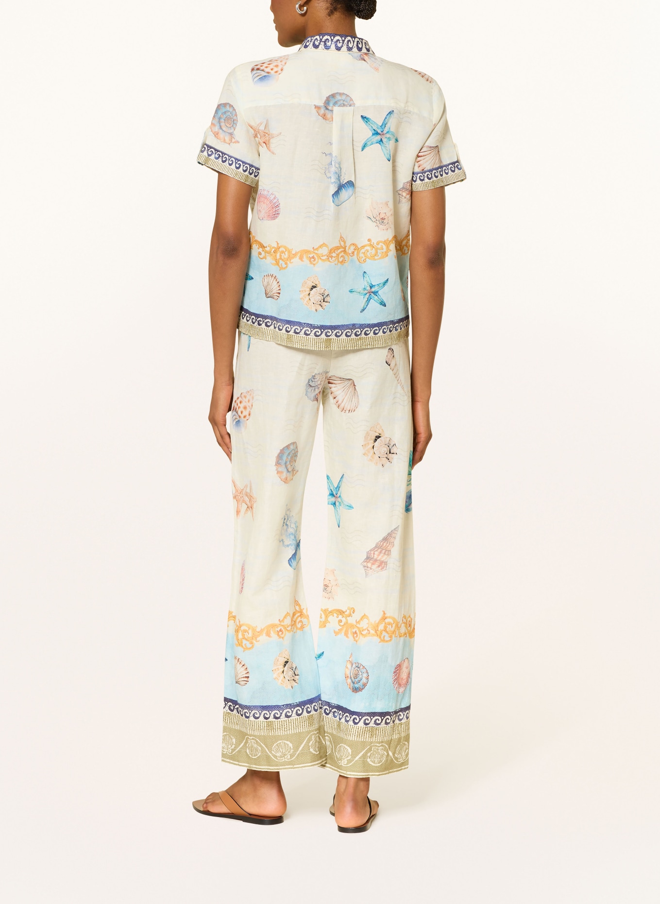 Princess GOES HOLLYWOOD Lněná košile: REŽNÁ / TMAVĚ ŽLUTÁ / TYRKYSOVÁ