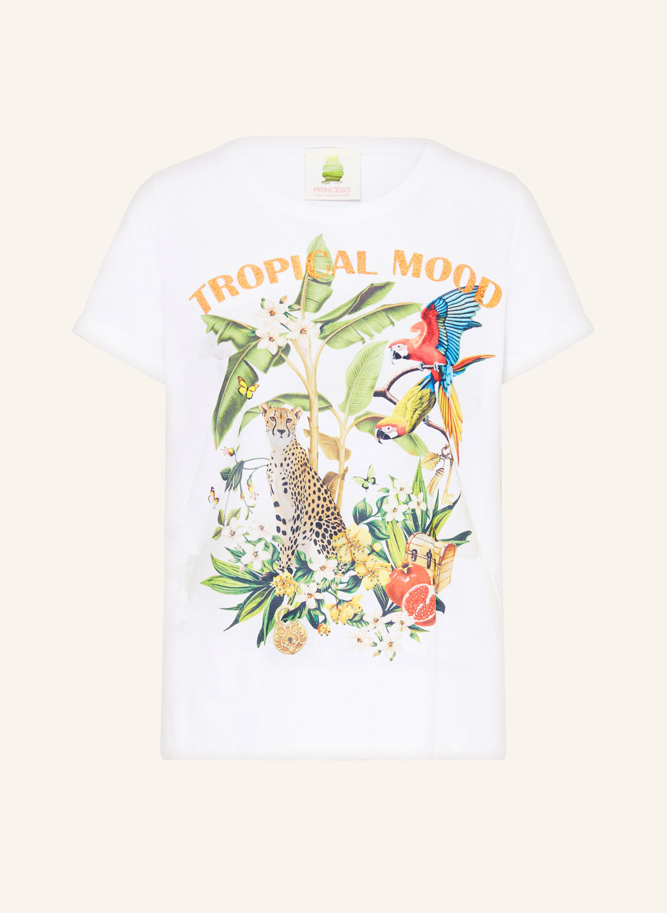 Princess GOES HOLLYWOOD T-Shirt mit Schmucksteinen: WEISS / ORANGE / GRÜN
