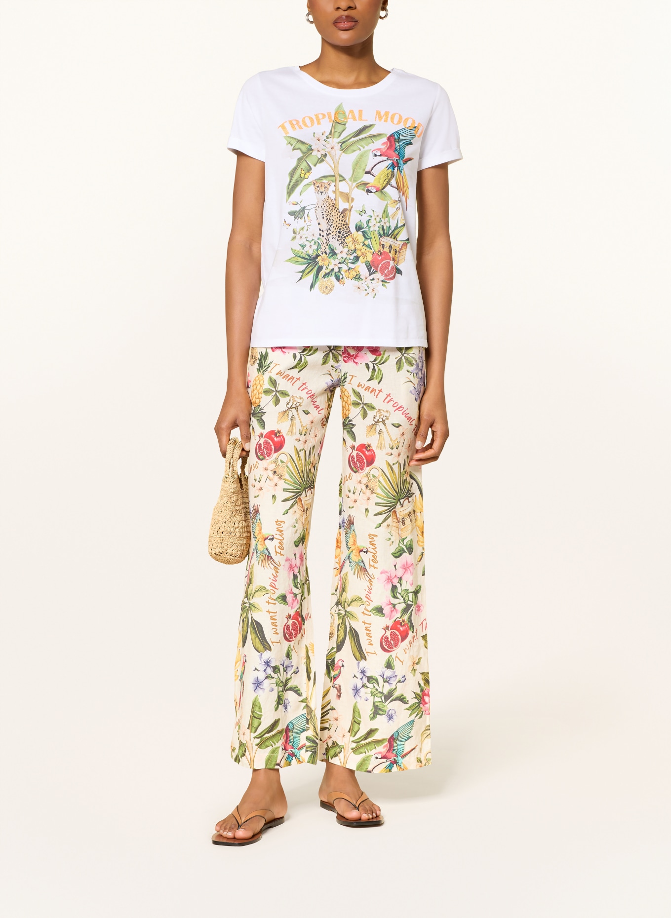 Princess GOES HOLLYWOOD T-Shirt mit Schmucksteinen: WEISS / ORANGE / GRÜN