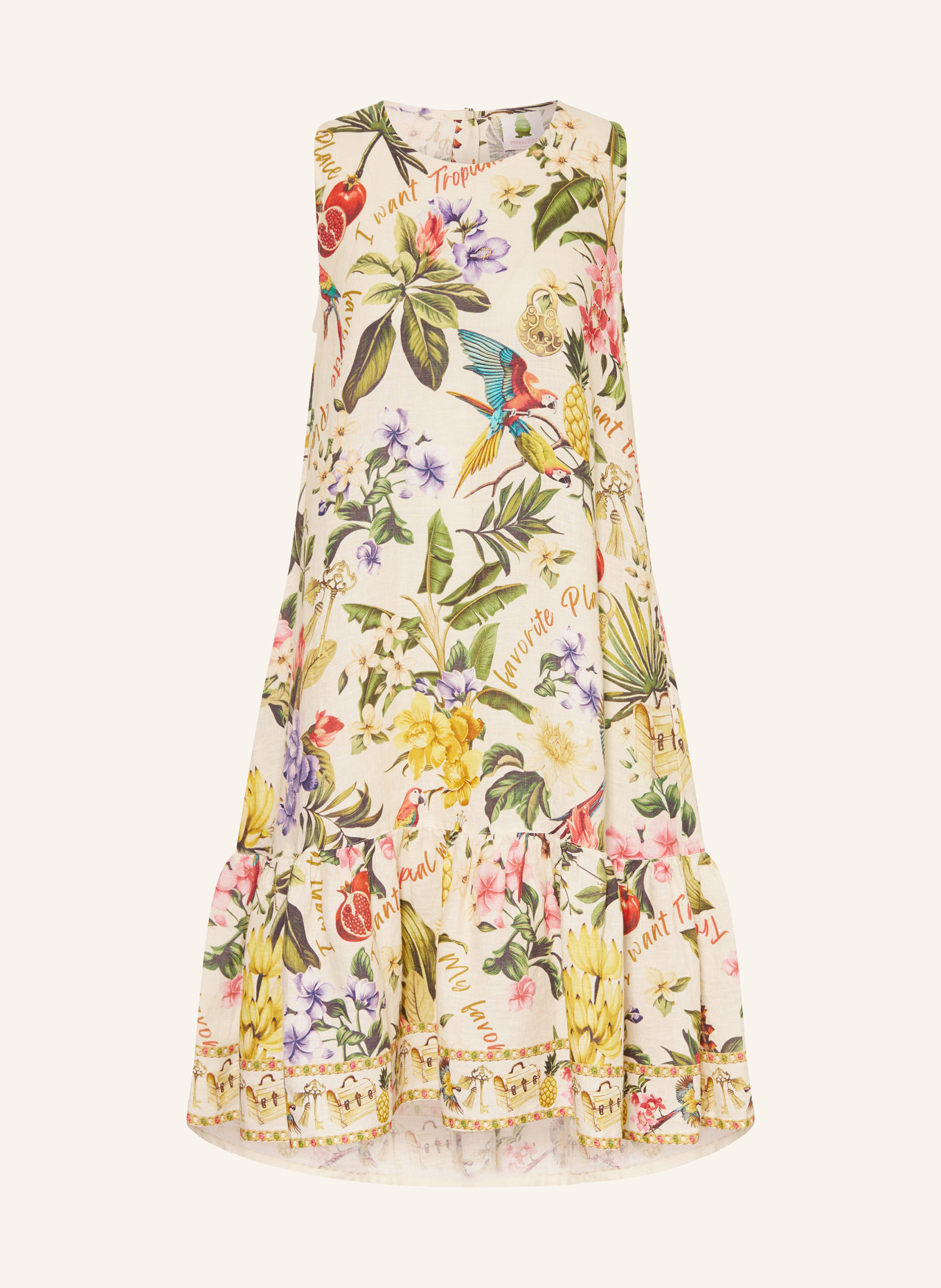 Princess GOES HOLLYWOOD Leinenkleid: CREME / LILA / GRÜN