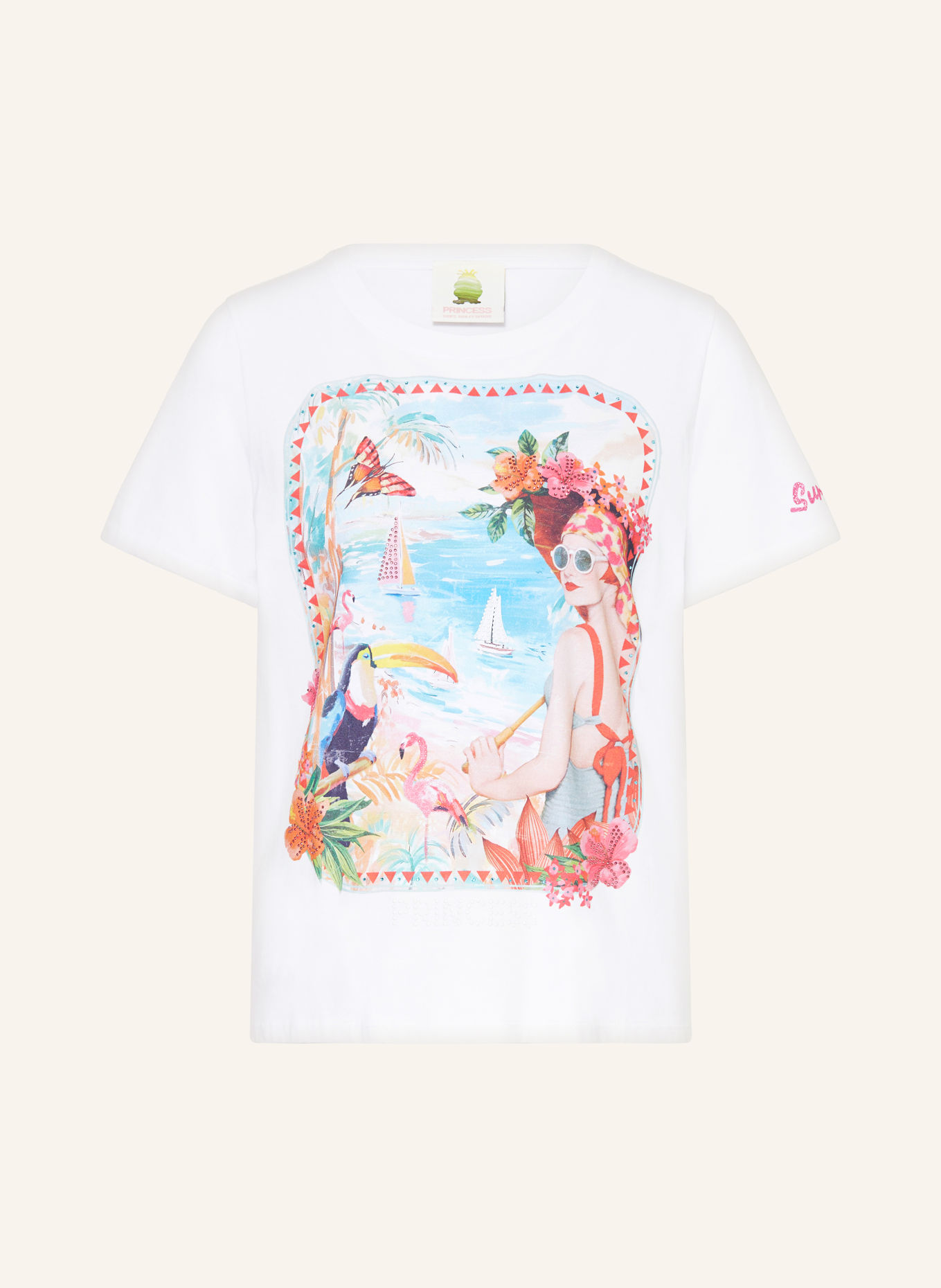 Princess GOES HOLLYWOOD T-shirt avec pierres précieuses: BLANC / ROUGE / BLEU