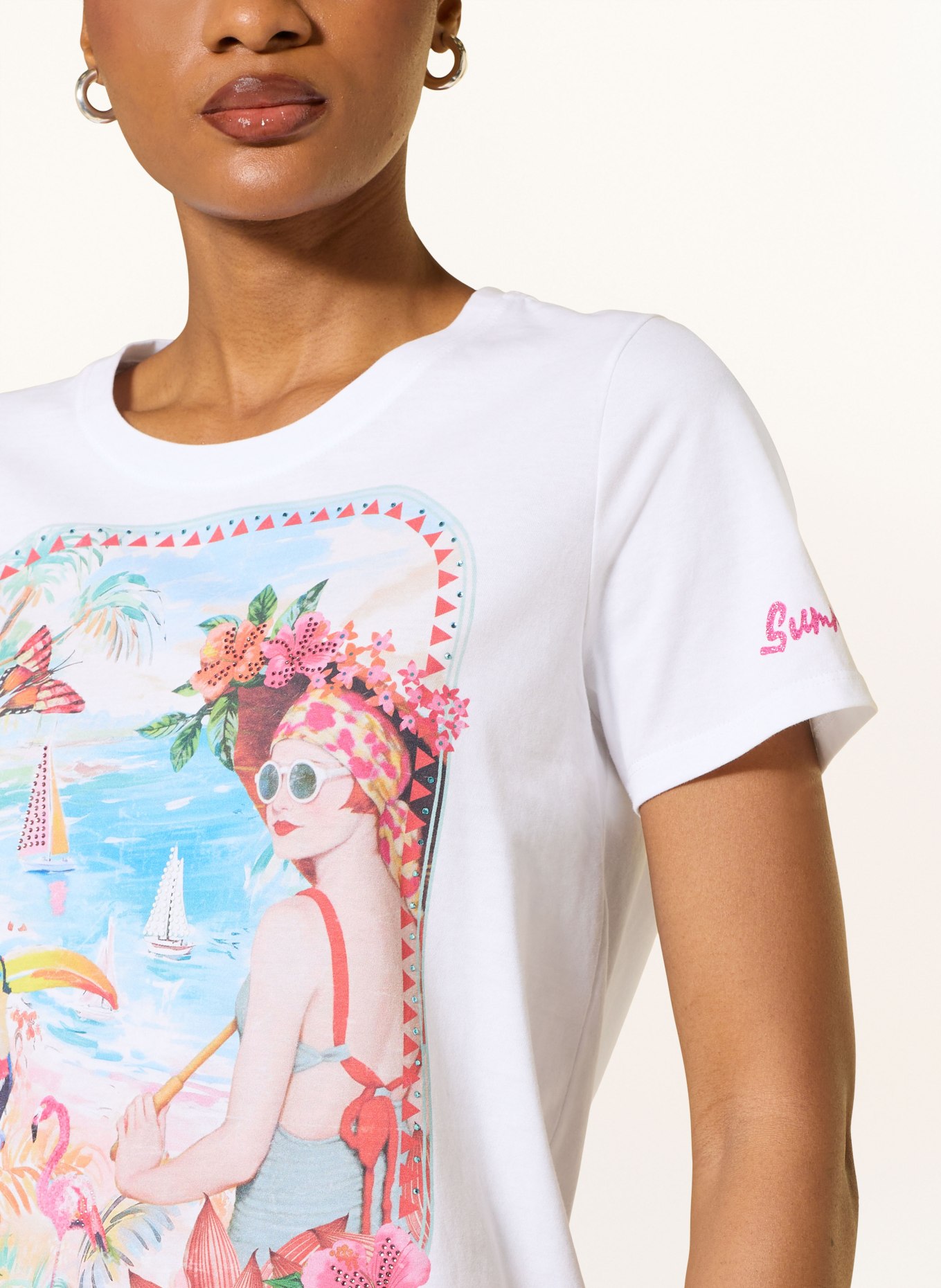 Princess GOES HOLLYWOOD T-shirt avec pierres précieuses: BLANC / ROUGE / BLEU