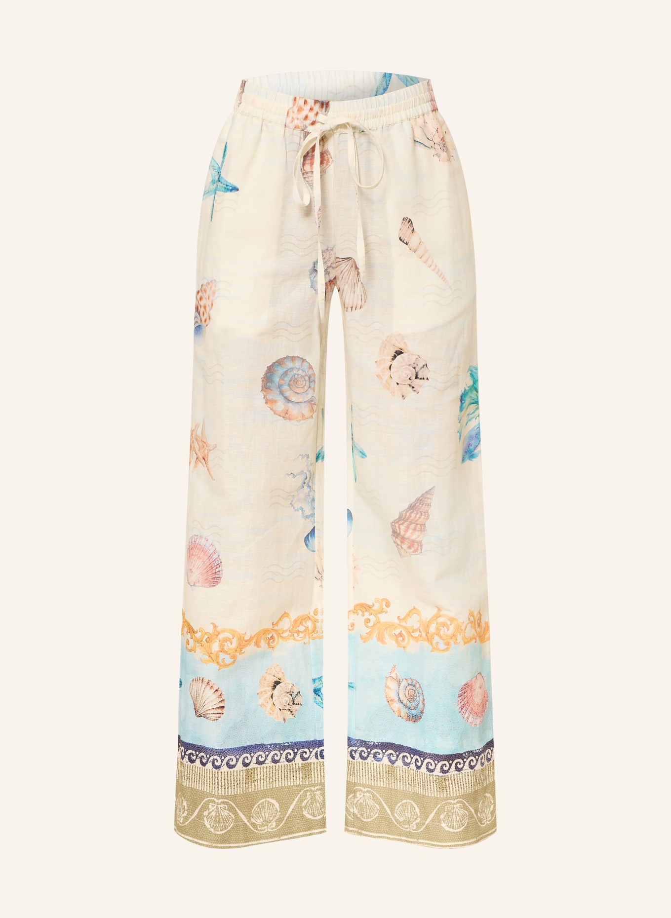 Princess GOES HOLLYWOOD linen pants: ECRU / DARK YELLOW / TURQUOISE