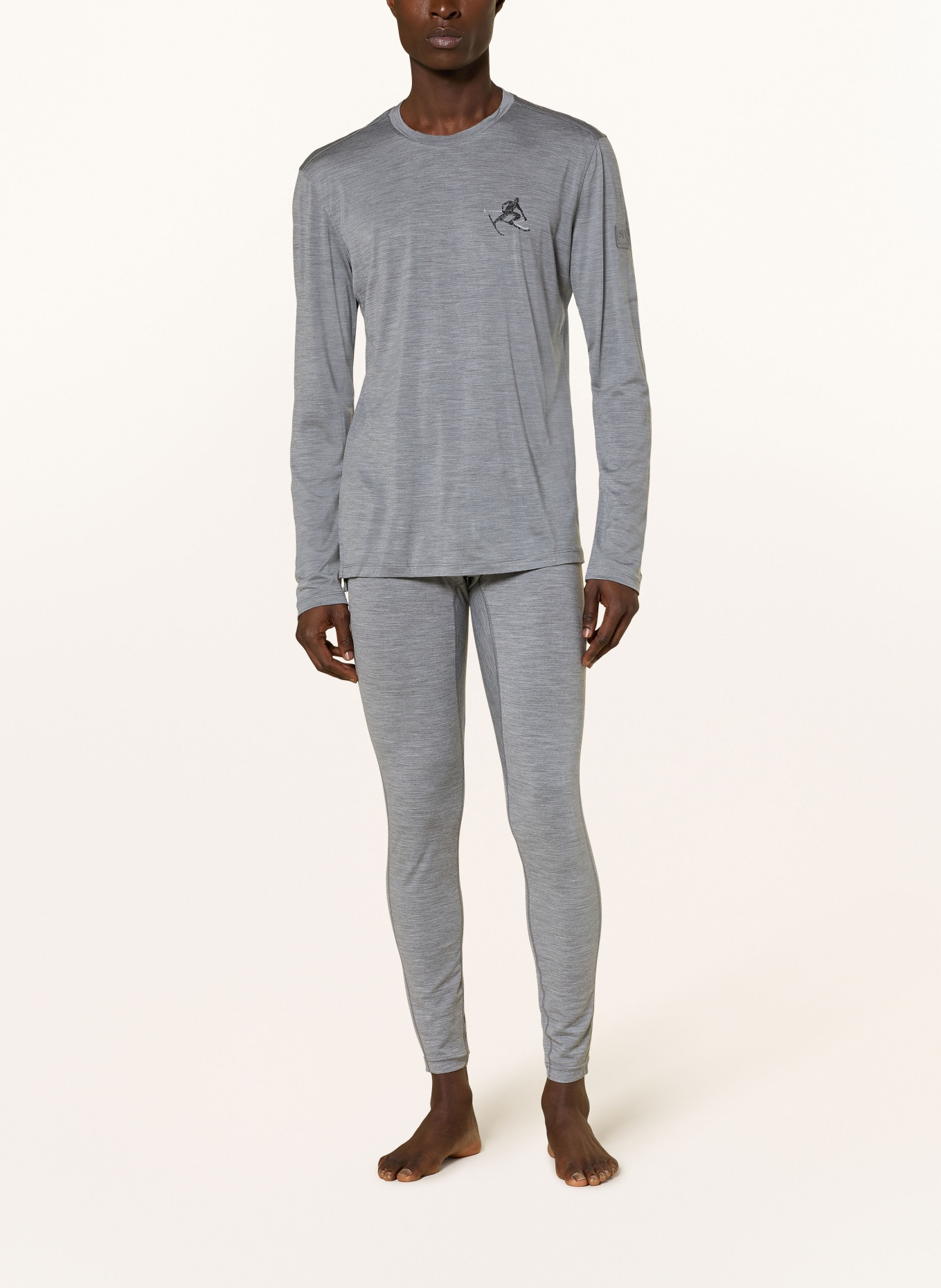 super.natural Funktionswäsche-Hose TUNDRA175 mit Merinowolle: HELLGRAU / SCHWARZ