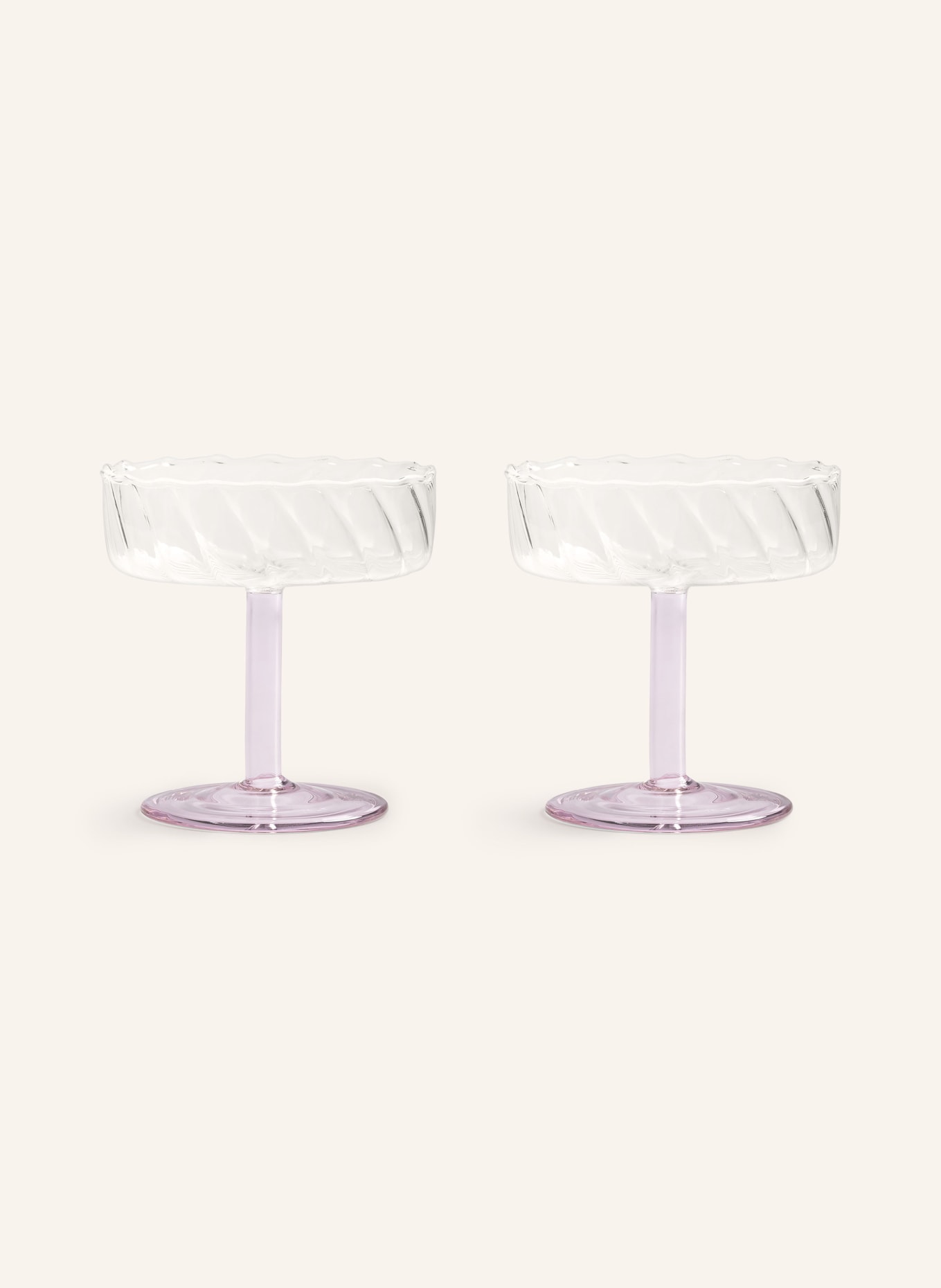 &k amsterdam Zestaw 2 kieliszków do szampana TWIRL: BIAŁY / RÓŻOWY