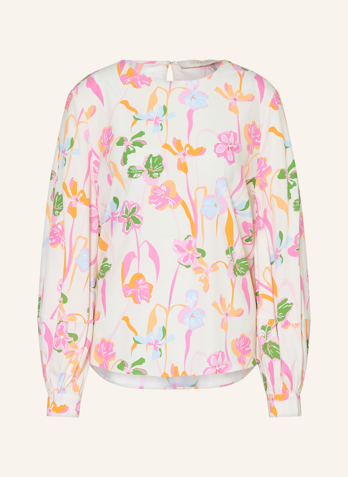 HERZENS Bluzka z jedwabiu: BIAŁY / MOCNORÓŻOWY / JASNONIEBIESKI