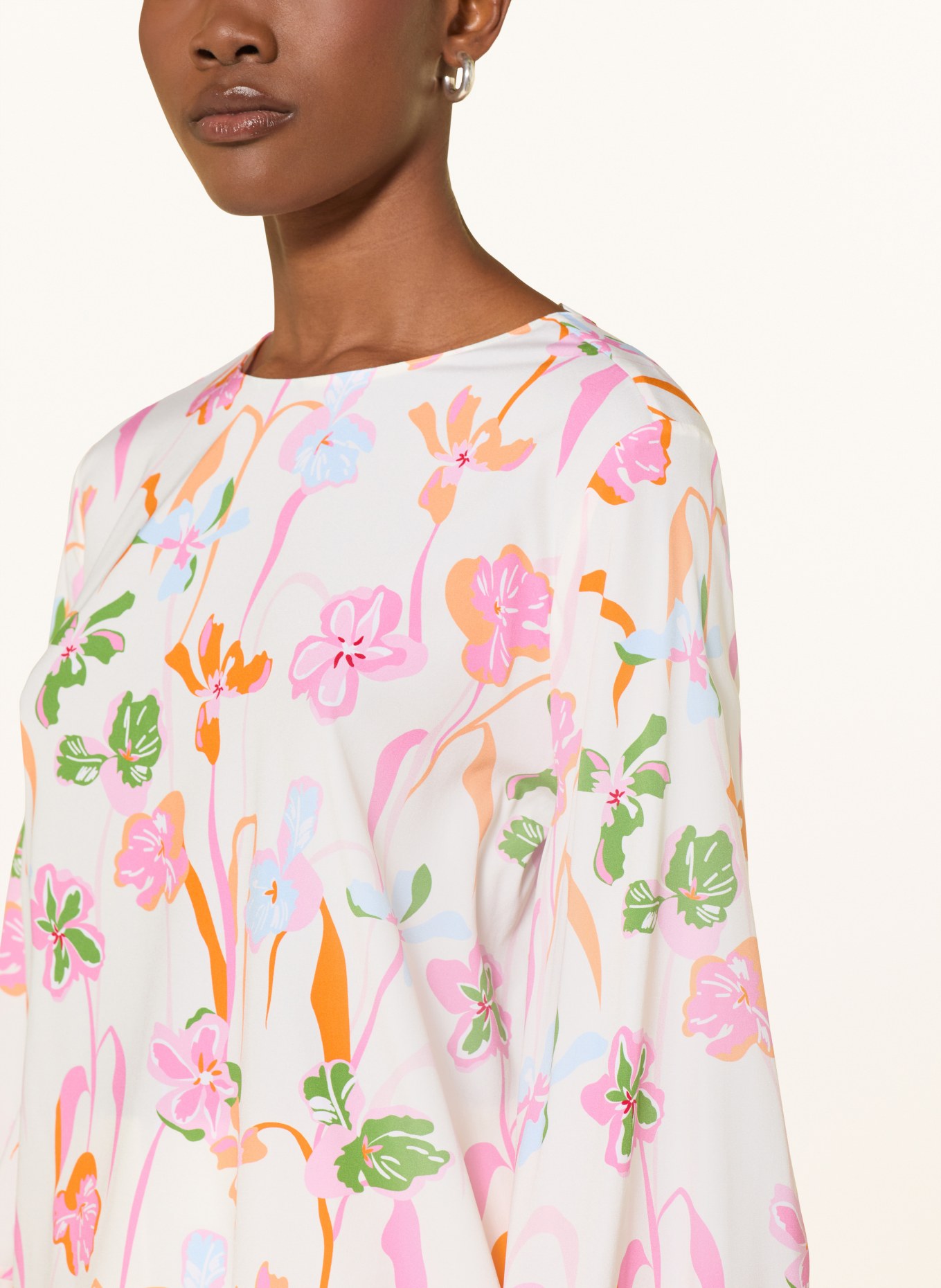 HERZENS Bluzka z jedwabiu: BIAŁY / MOCNORÓŻOWY / JASNONIEBIESKI